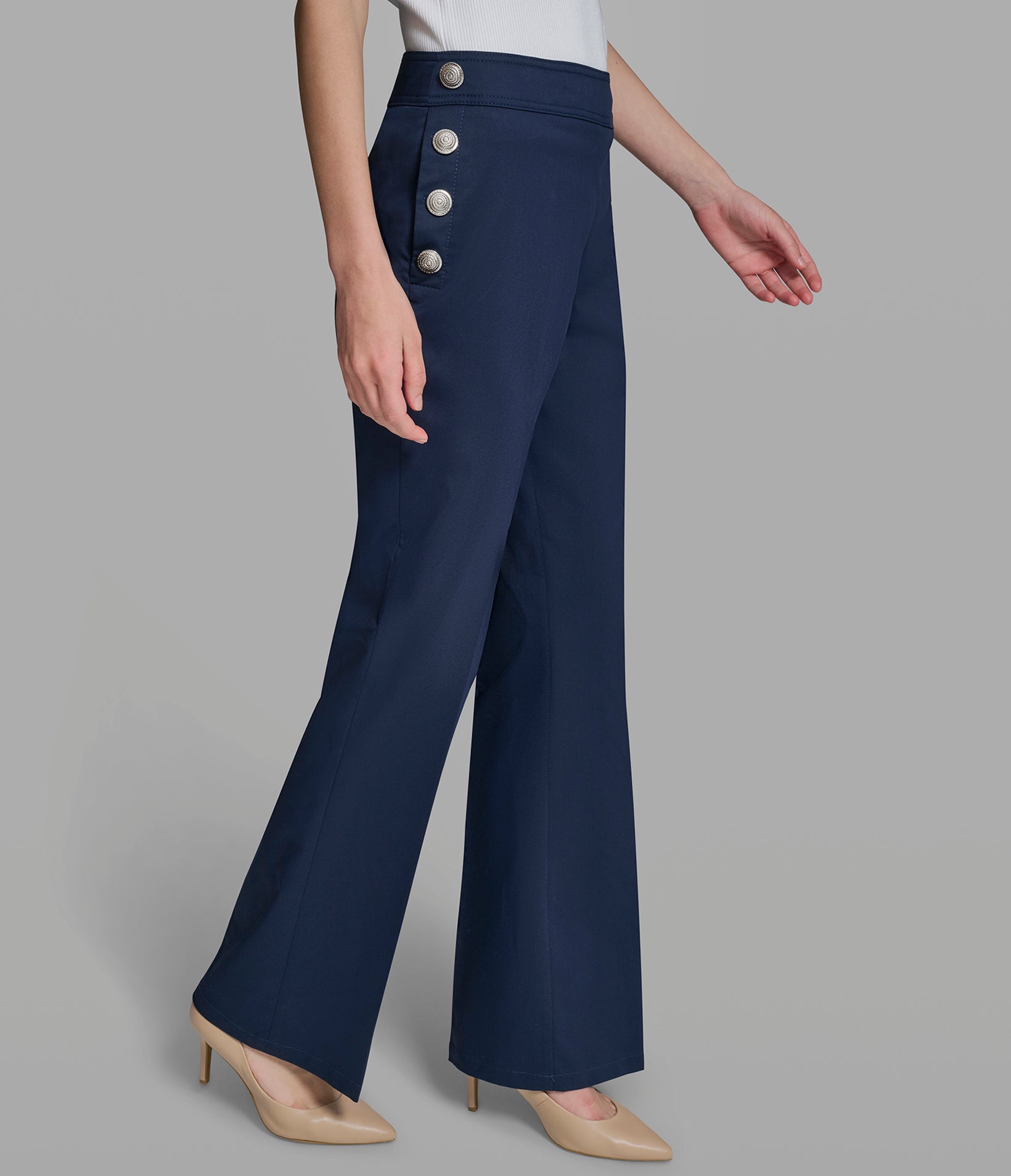 SAILOR BUTTON FLARE LEG PANT View 1 | New Arrivals
