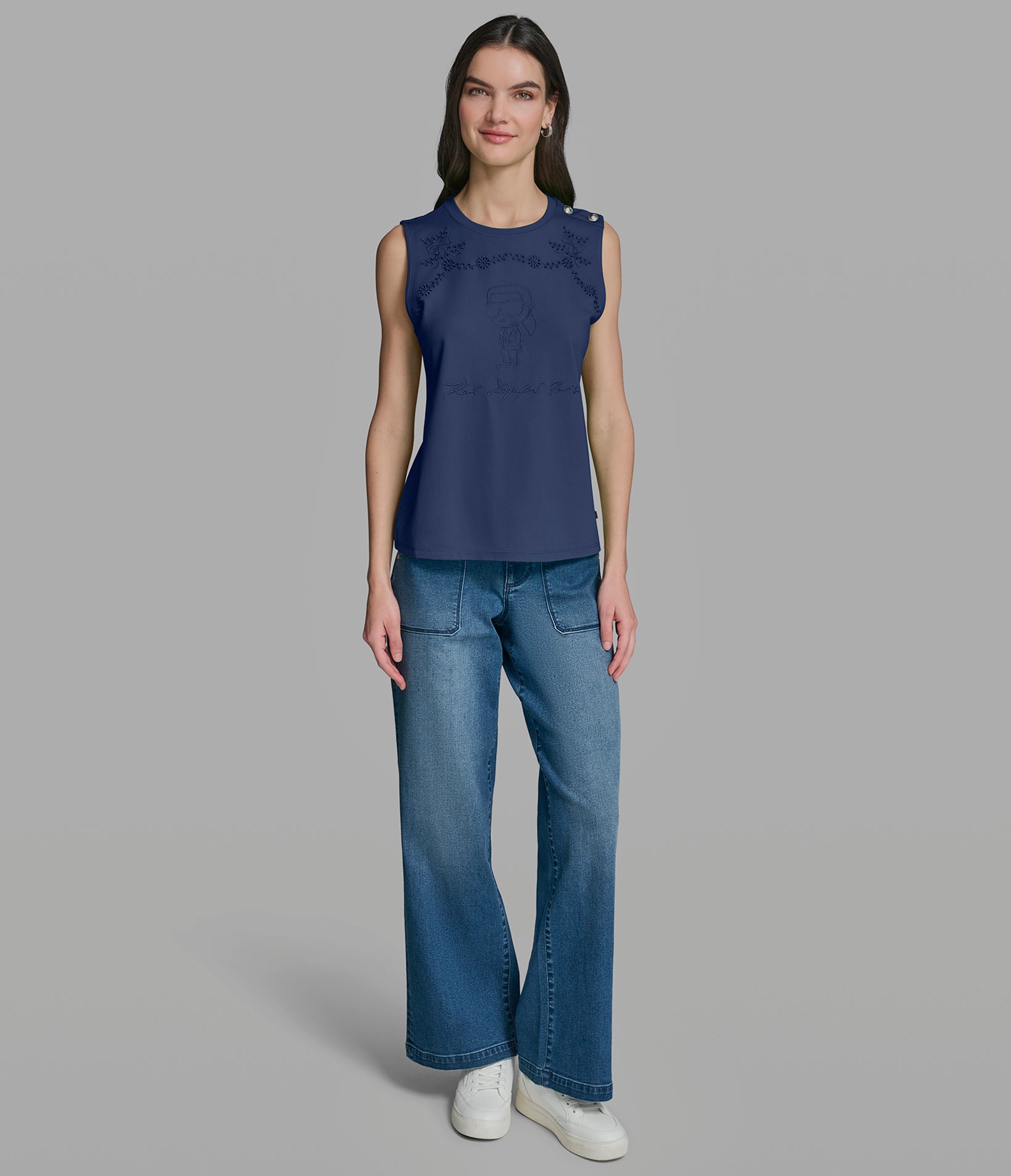 KARL EYELET KNIT TOP VIEW 4 | New Women's Clothing