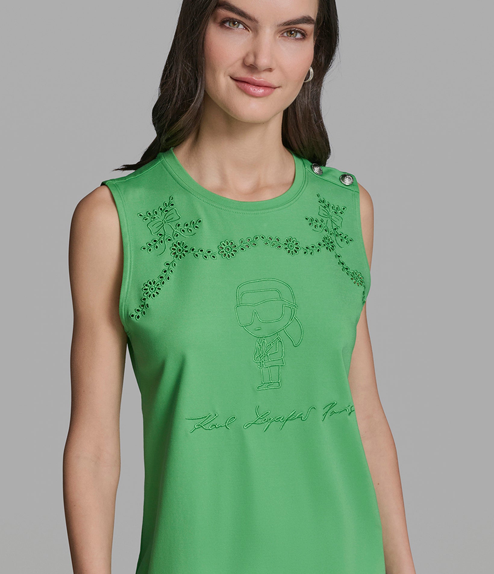 KARL EYELET KNIT TOP View 1 | Women's Clothing