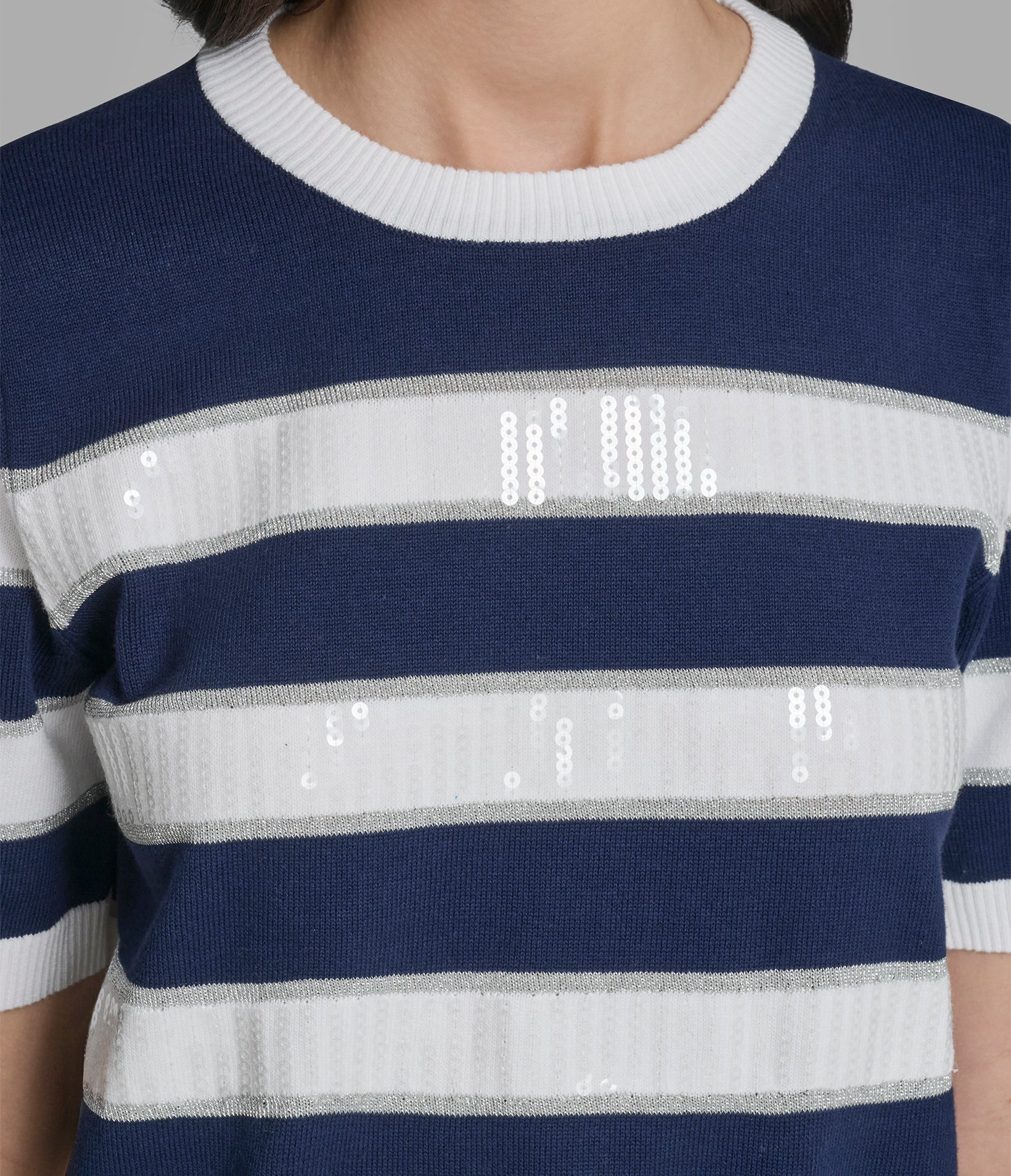 SEQUIN STRIPE KNIT TOP VIEW 6 | Women's Tops & Sweaters