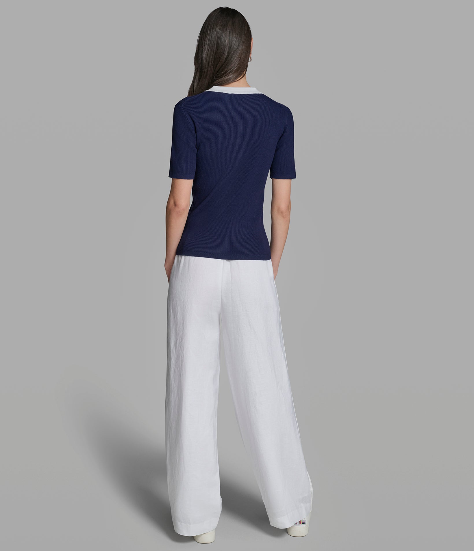 CONTRAST TRIM RIBBED KNIT TOP VIEW 5 | Sweater Shop