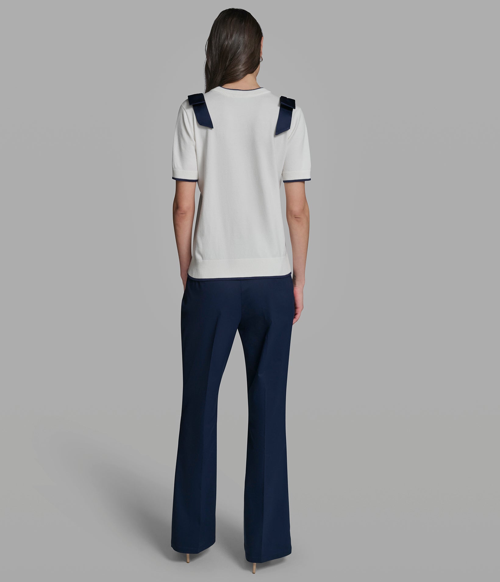 SHORT SLEEVE SWEATER WITH BOW DETAIL VIEW 5 | Women's Clothing