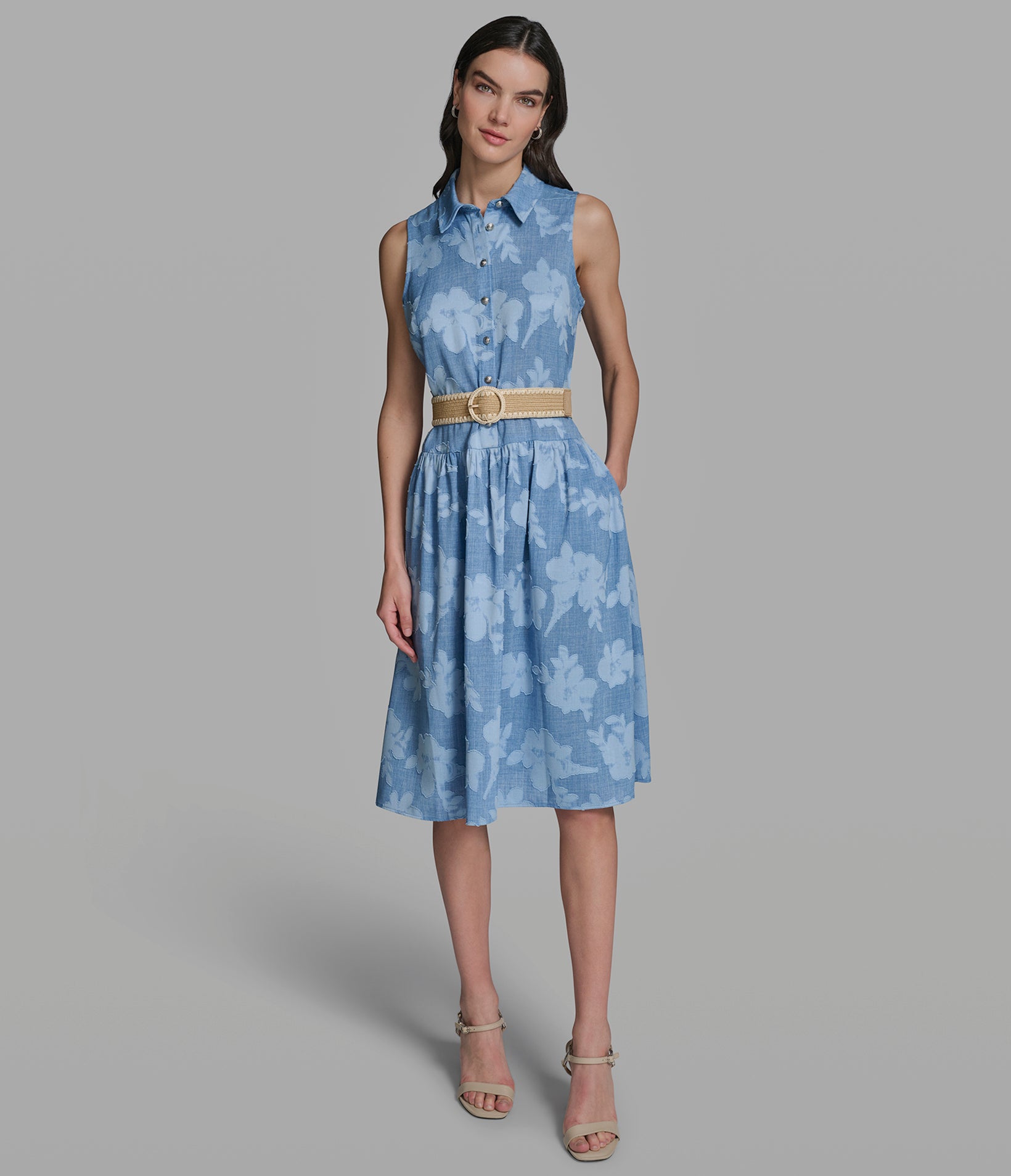 JACQUARD BELTED SHIRT DRESS View 1 | Women's Clothing