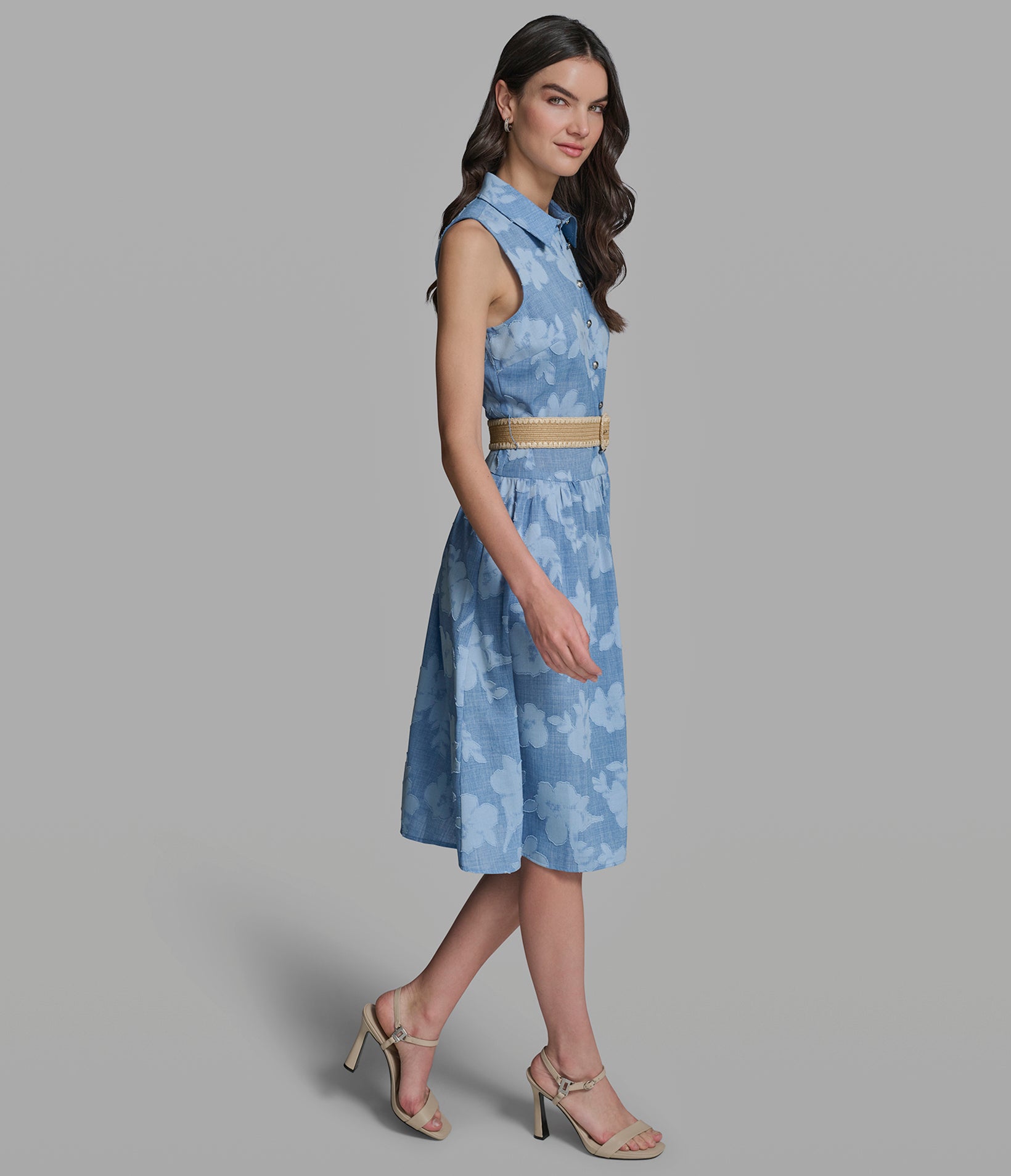 JACQUARD BELTED SHIRT DRESS VIEW 3 | Women's Clothing