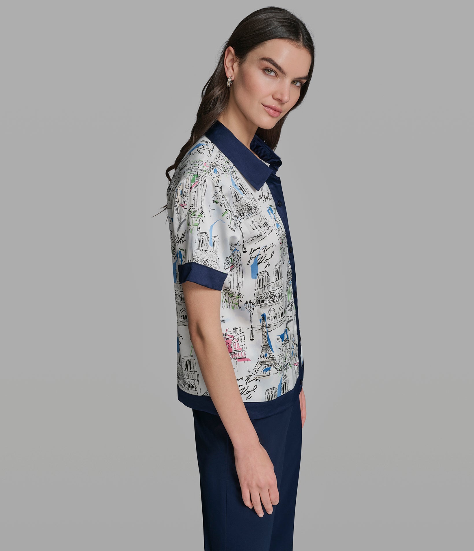 CITY PRINT BUTTON FRONT SHIRT VIEW 3 | New Arrivals