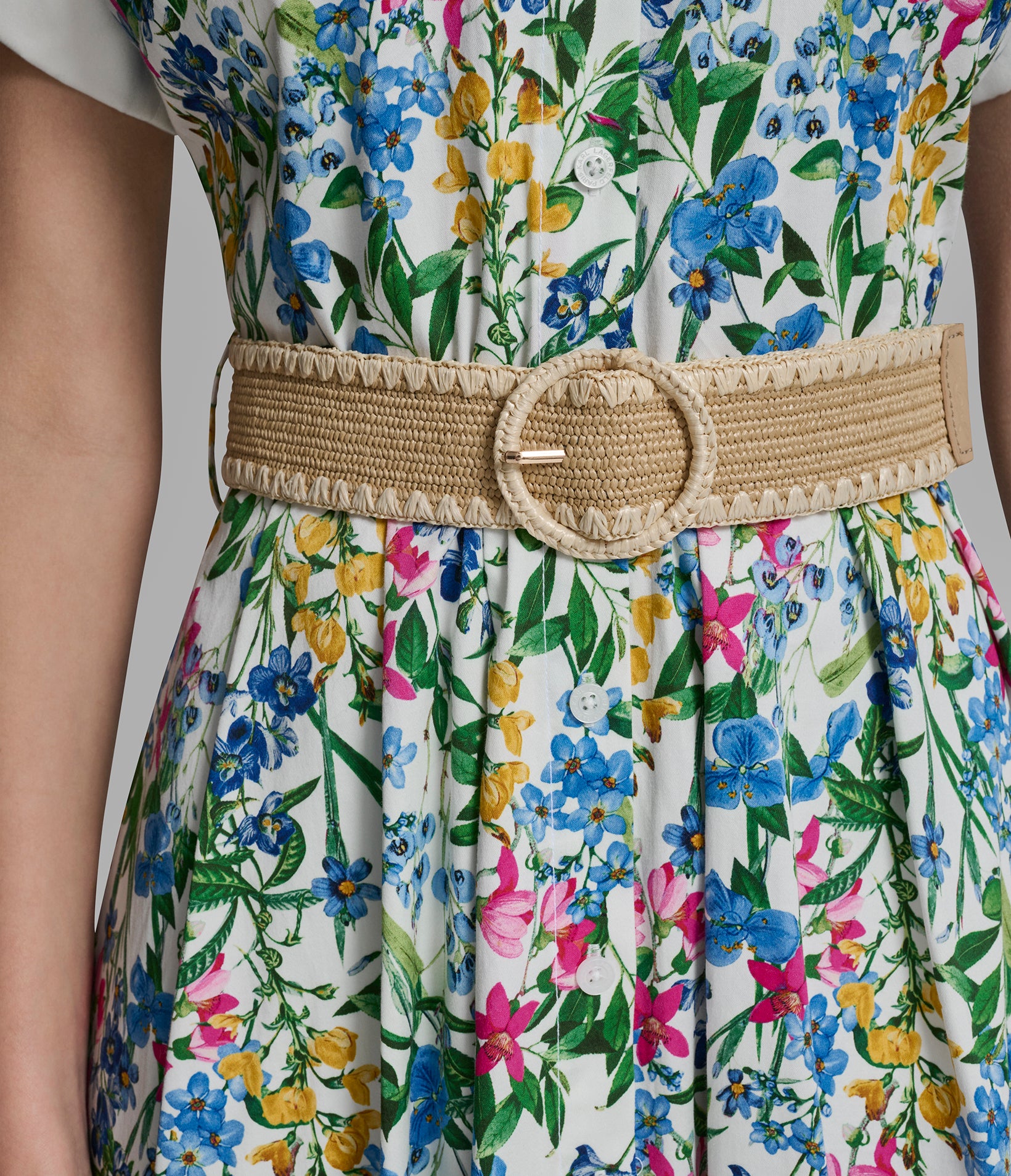 SHORT SLEEVE BELTED FLORAL SHIRT DRESS VIEW 6