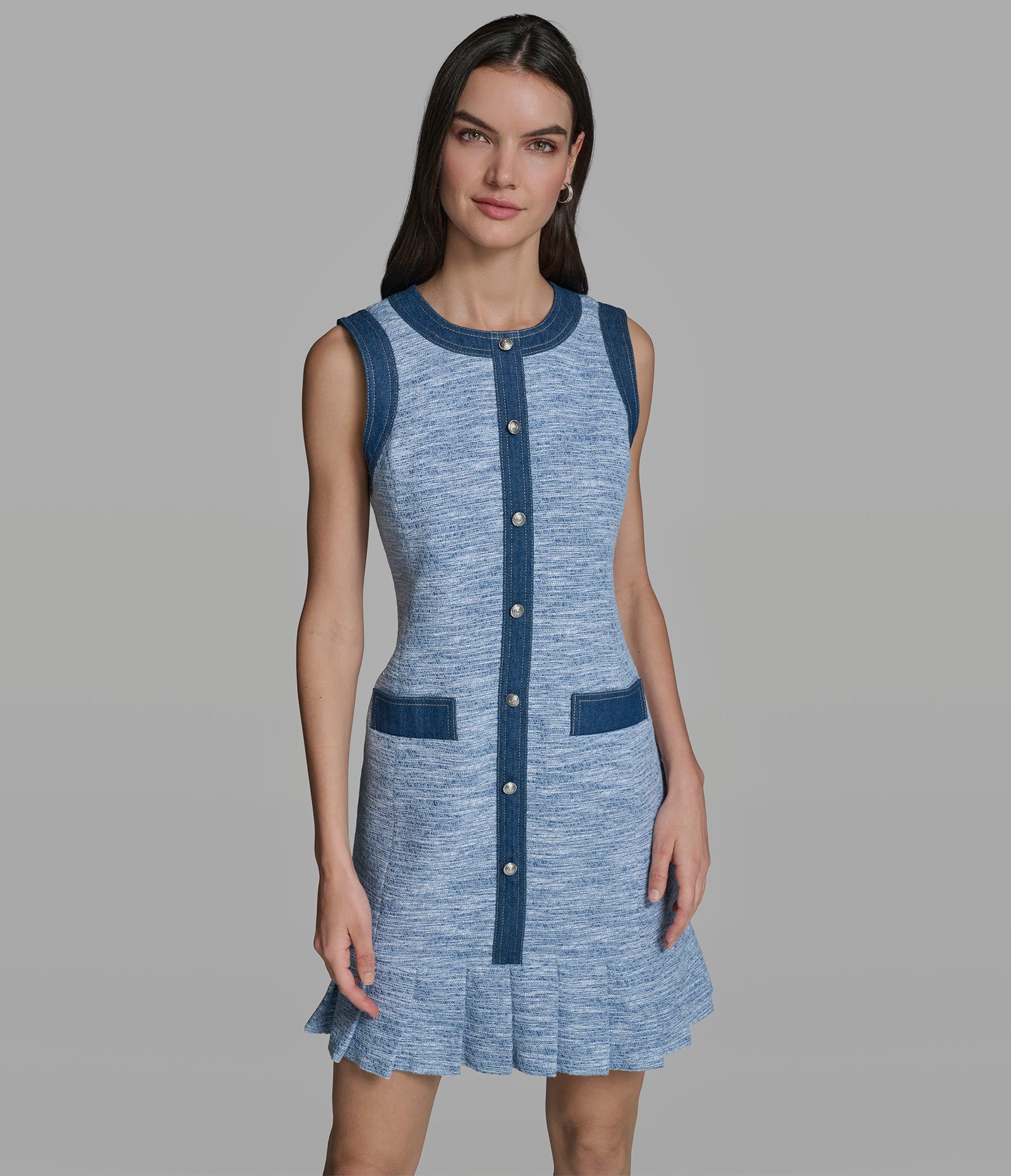 TWEED DRESS WITH PLEATED HEM VIEW 4 | Women's Clothing