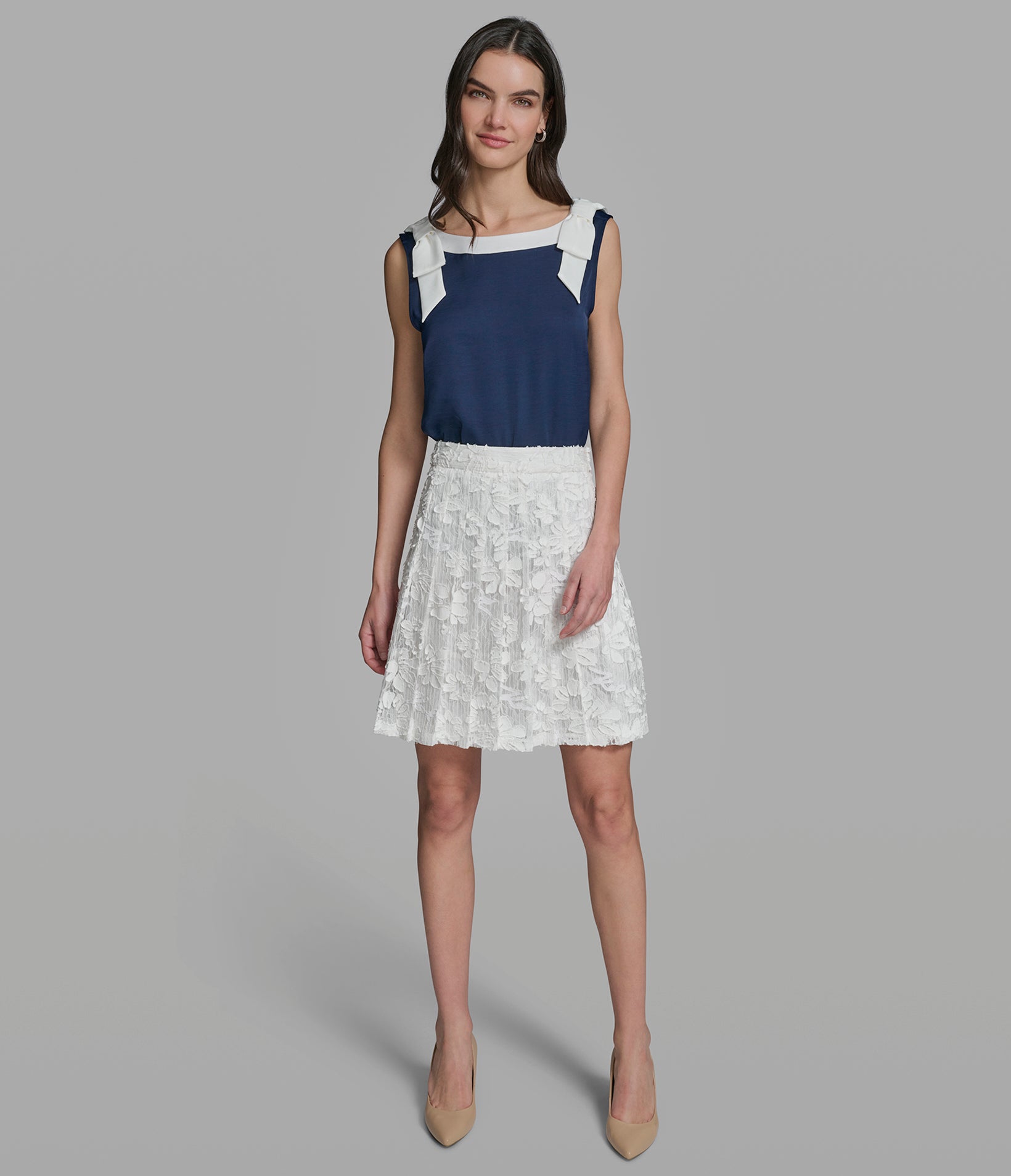 Lace Trim Pleated Mini Skirt | Skirts | Karl Lagerfeld Paris