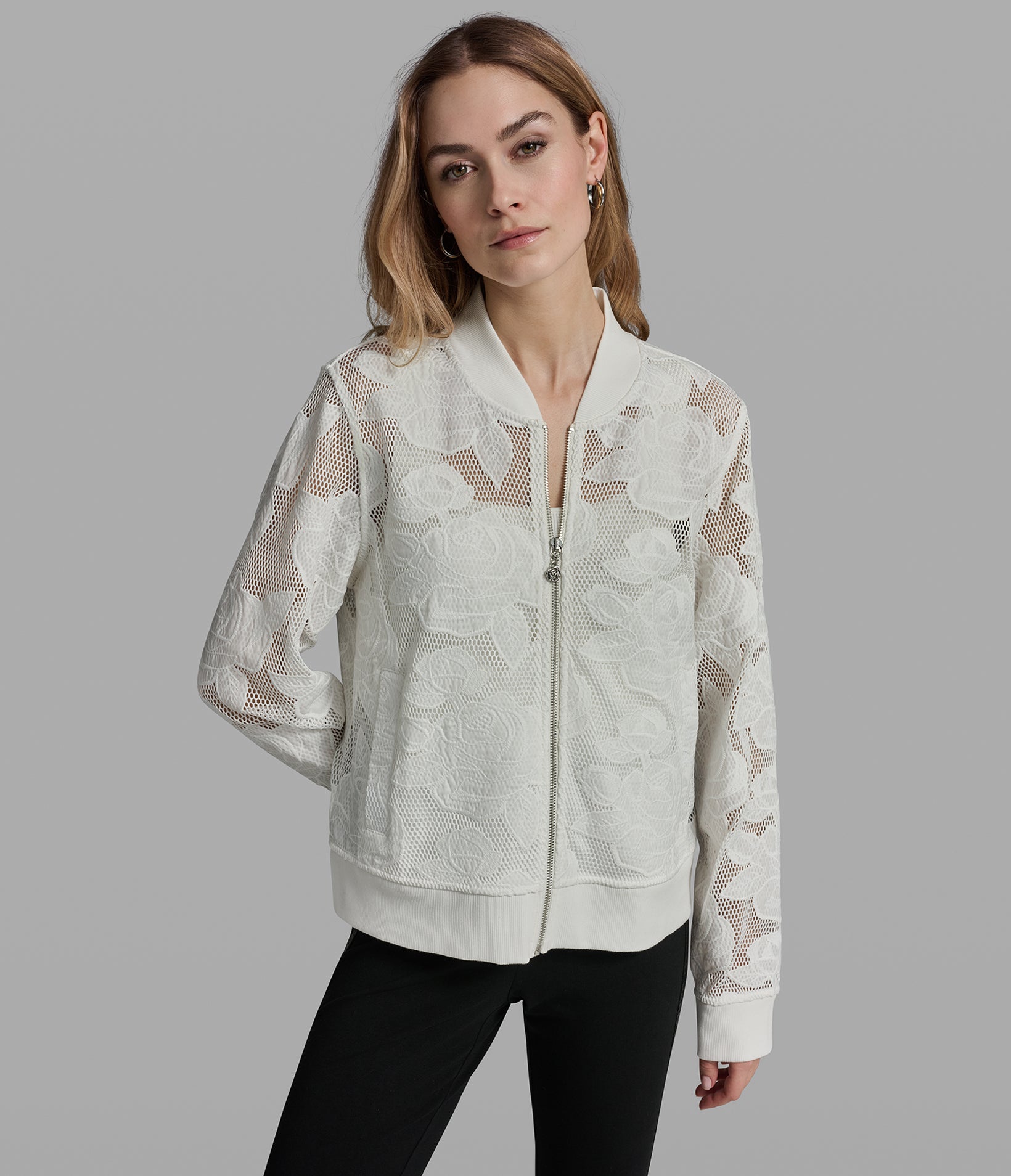 Floral Lace Bomber Jacket | Jackets & Blazers | Karl Lagerfeld Paris
