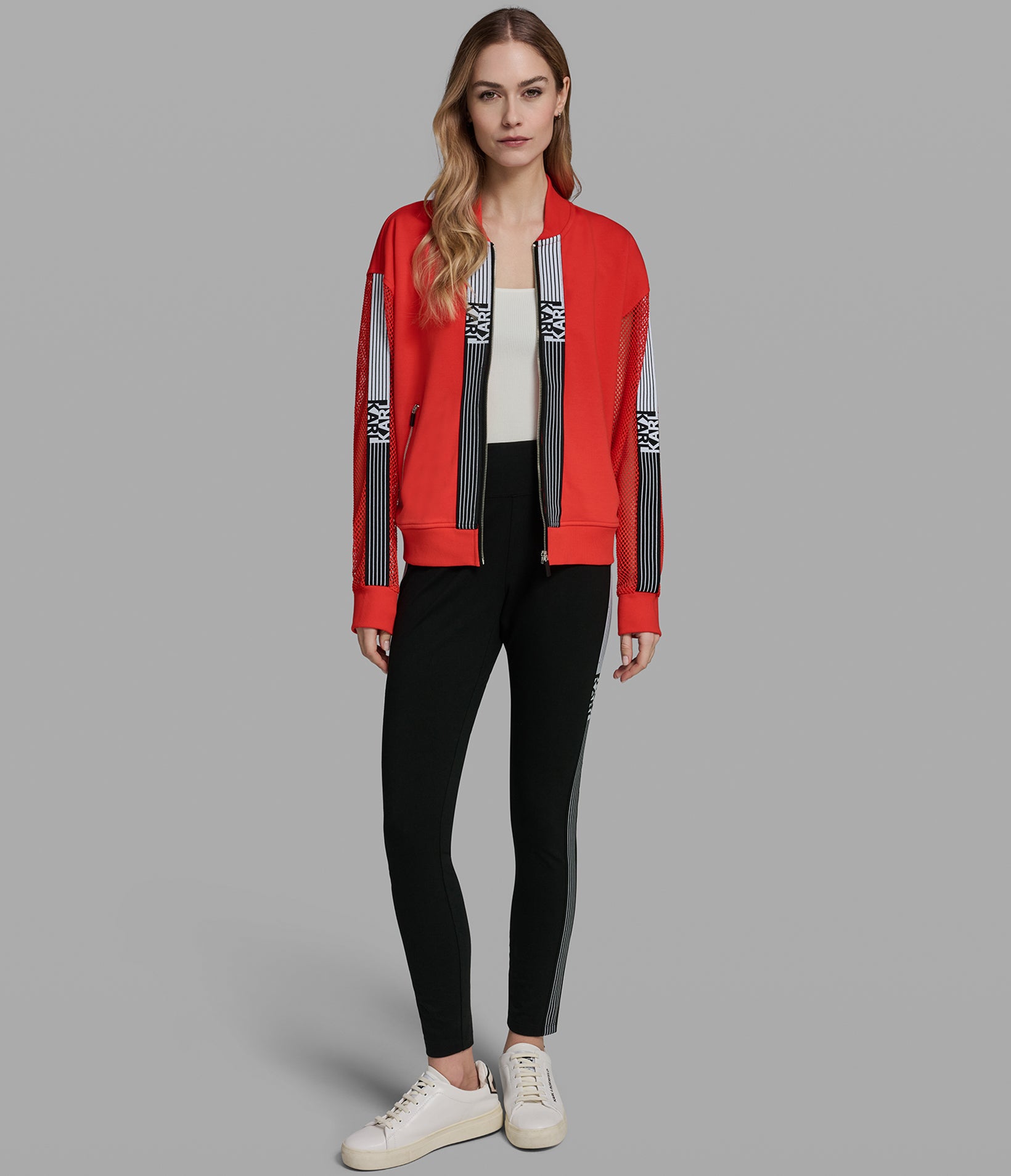 LOGO STRIPE MESH TRACK JACKET VIEW 4