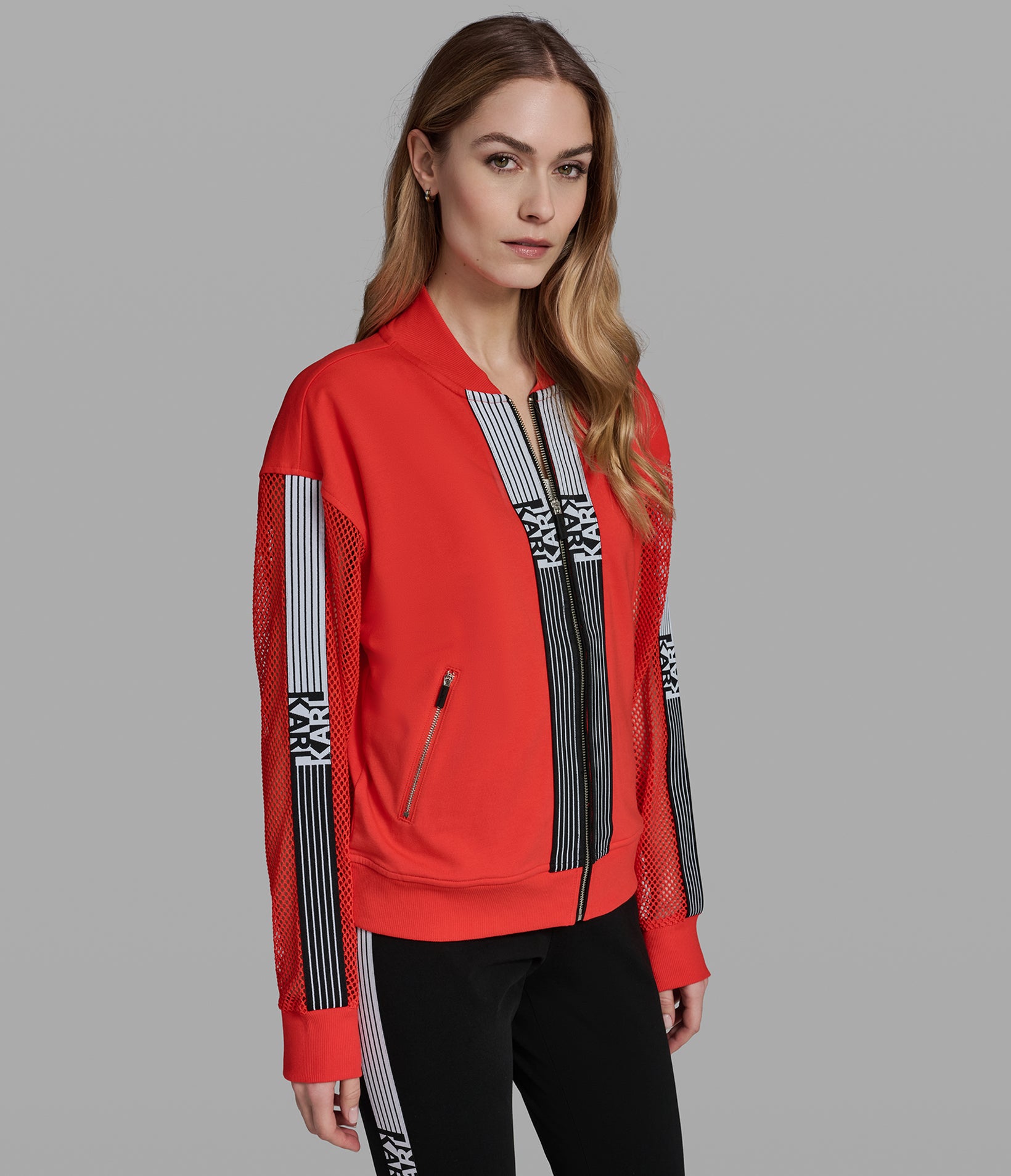 LOGO STRIPE MESH TRACK JACKET VIEW 3