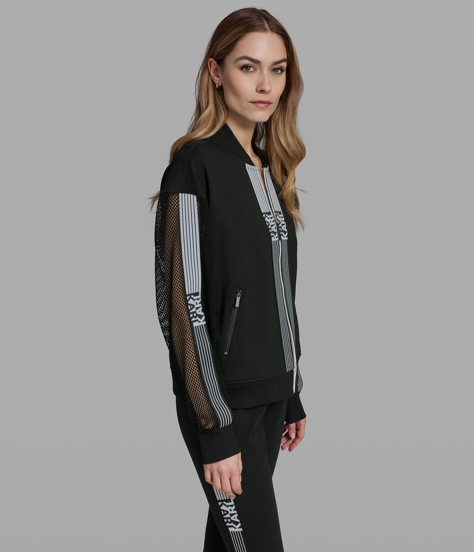 LOGO STRIPE MESH TRACK JACKET VIEW 3