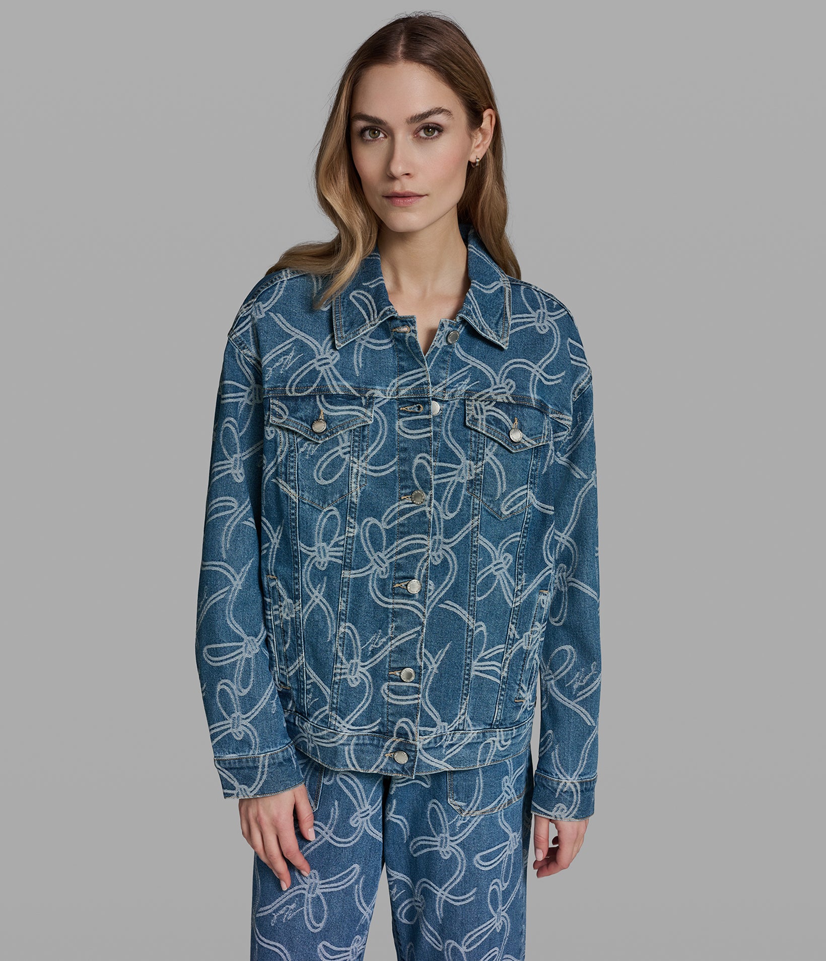 BOW JACQUARD DENIM JACKET View 2 | Women's Denim
