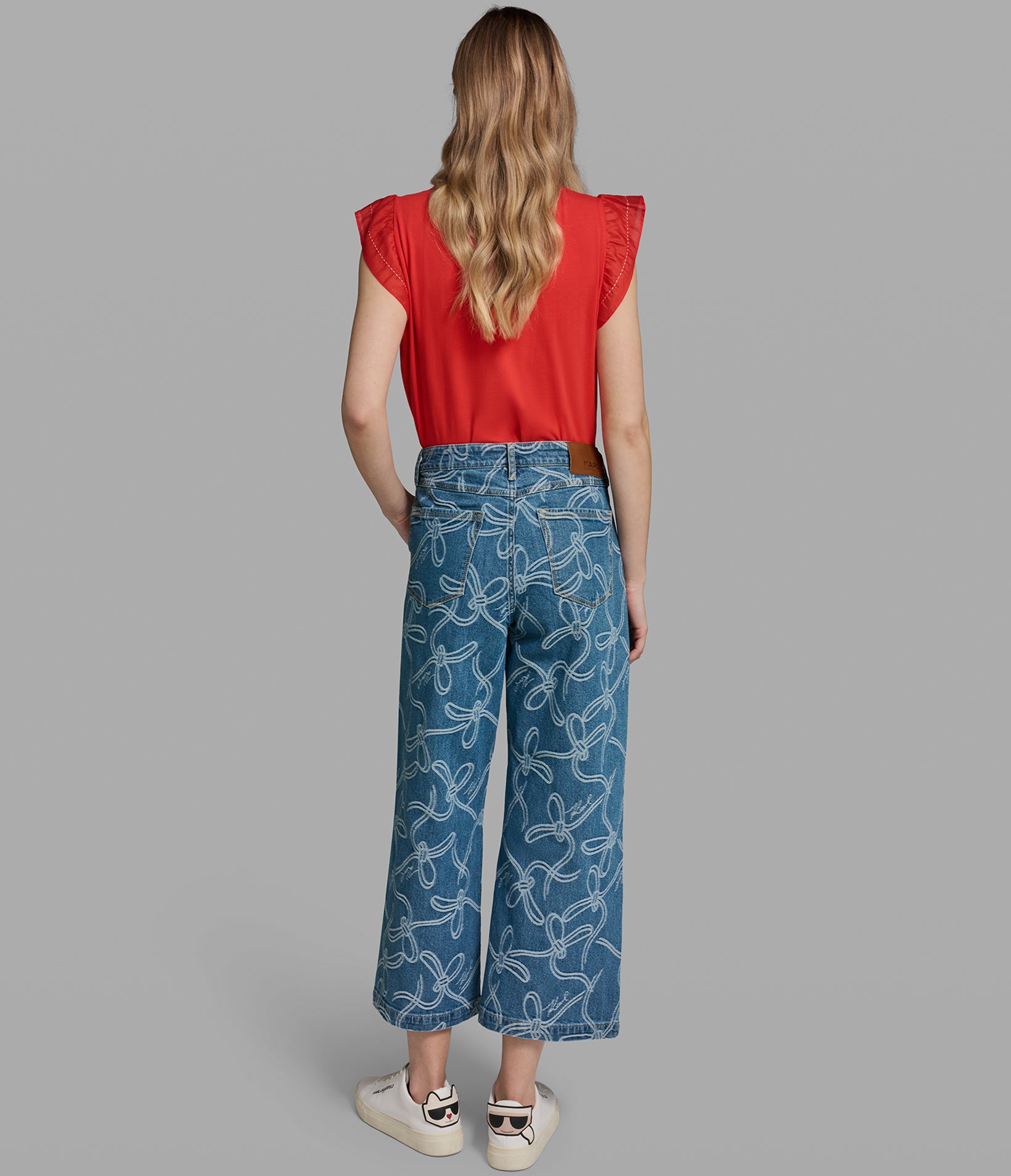 Bow Jacquard Denim Pant | Denim | Karl Lagerfeld Paris