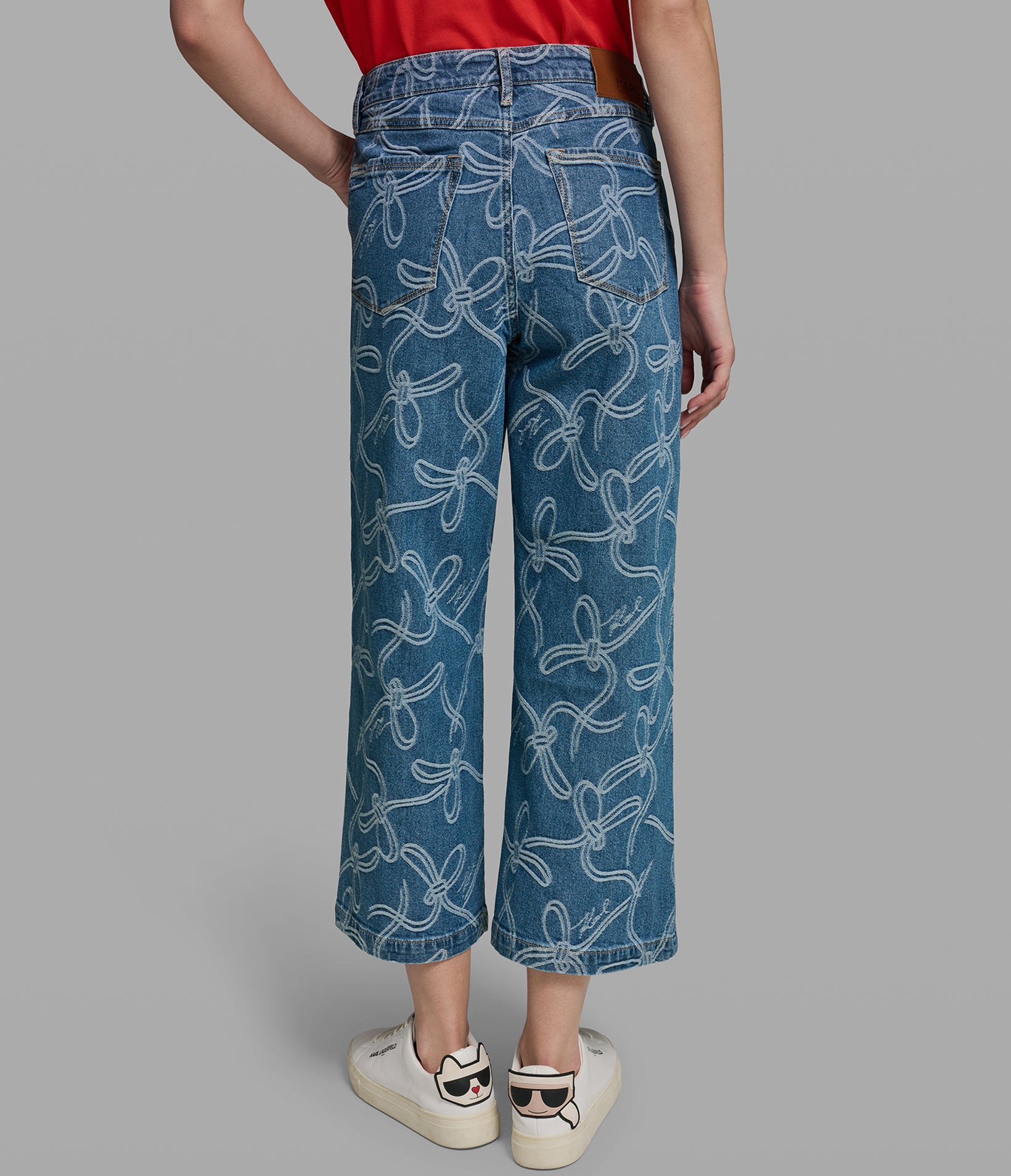 BOW JACQUARD DENIM PANT VIEW 3 | Women's Clothing