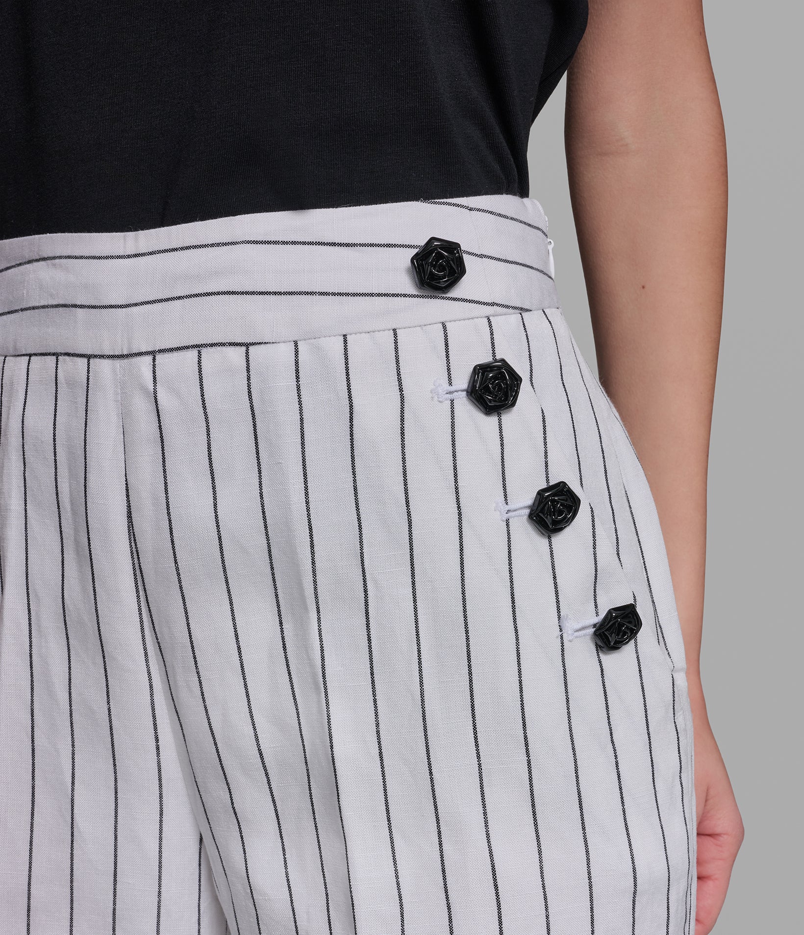 STRIPED SAILOR BUTTON LINEN PANT VIEW 6 | Styles Under $100
