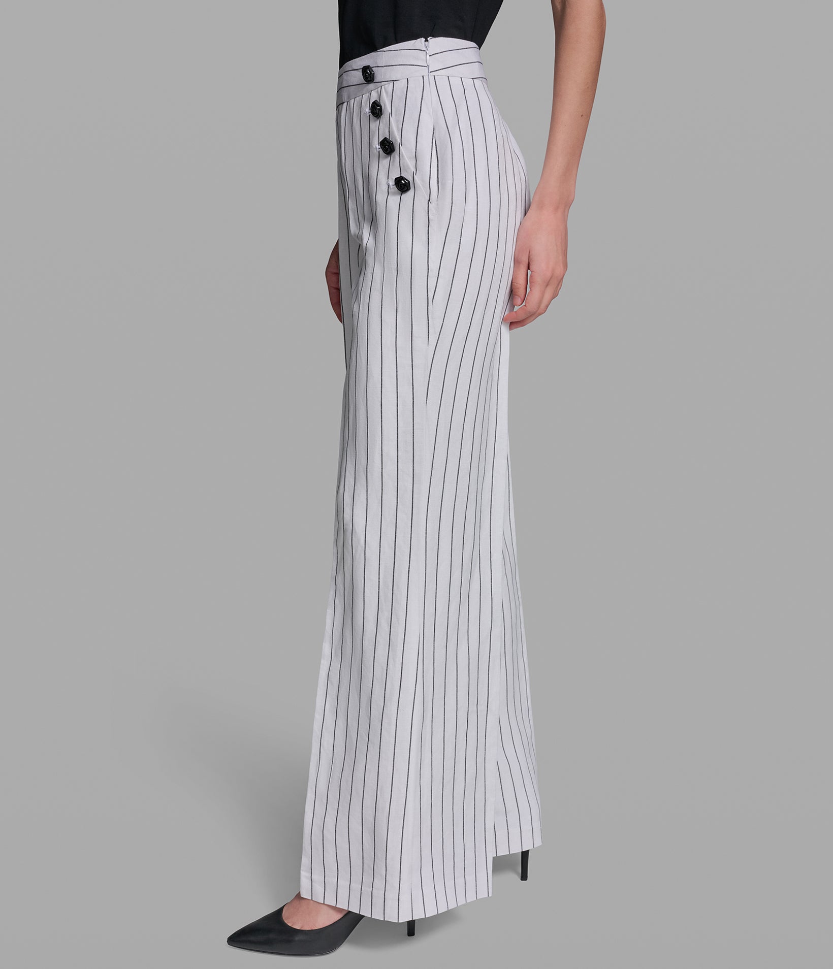 STRIPED SAILOR BUTTON LINEN PANT VIEW 3 | Styles Under $100