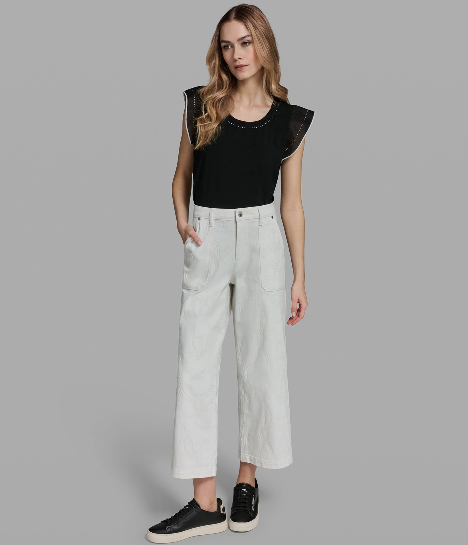 BOW JACQUARD DENIM PANTS VIEW 4 | Women's Denim