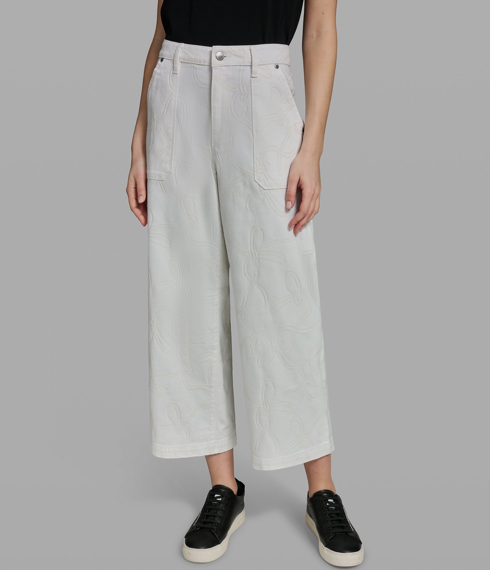 BOW JACQUARD DENIM PANTS View 1 | Women's Denim