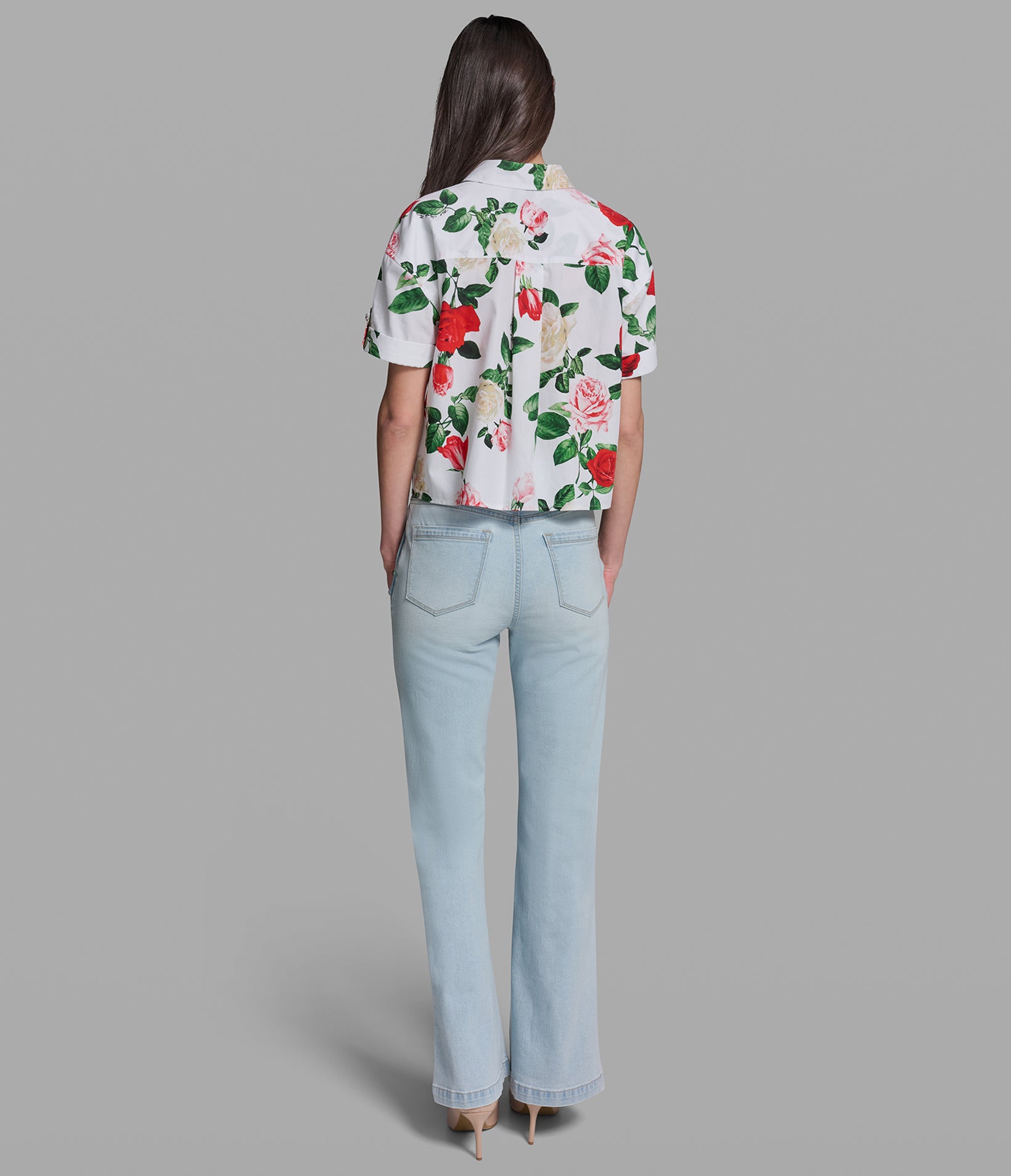 SHORT SLEEVE FLORAL PRINT POPLIN SHIRT VIEW 5 | Women's Clothing