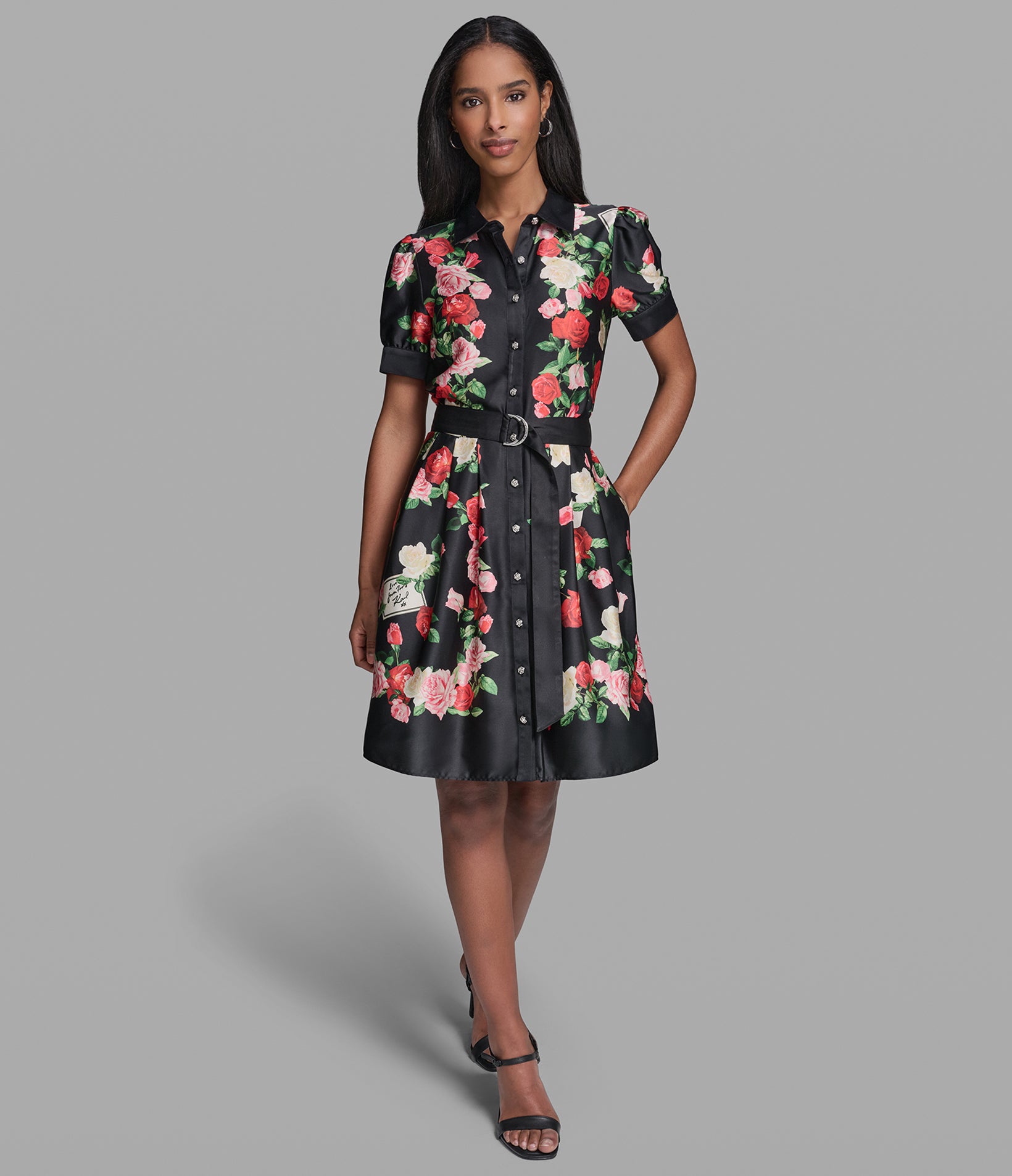 FLORAL BELTED SHIRT DRESS VIEW 4