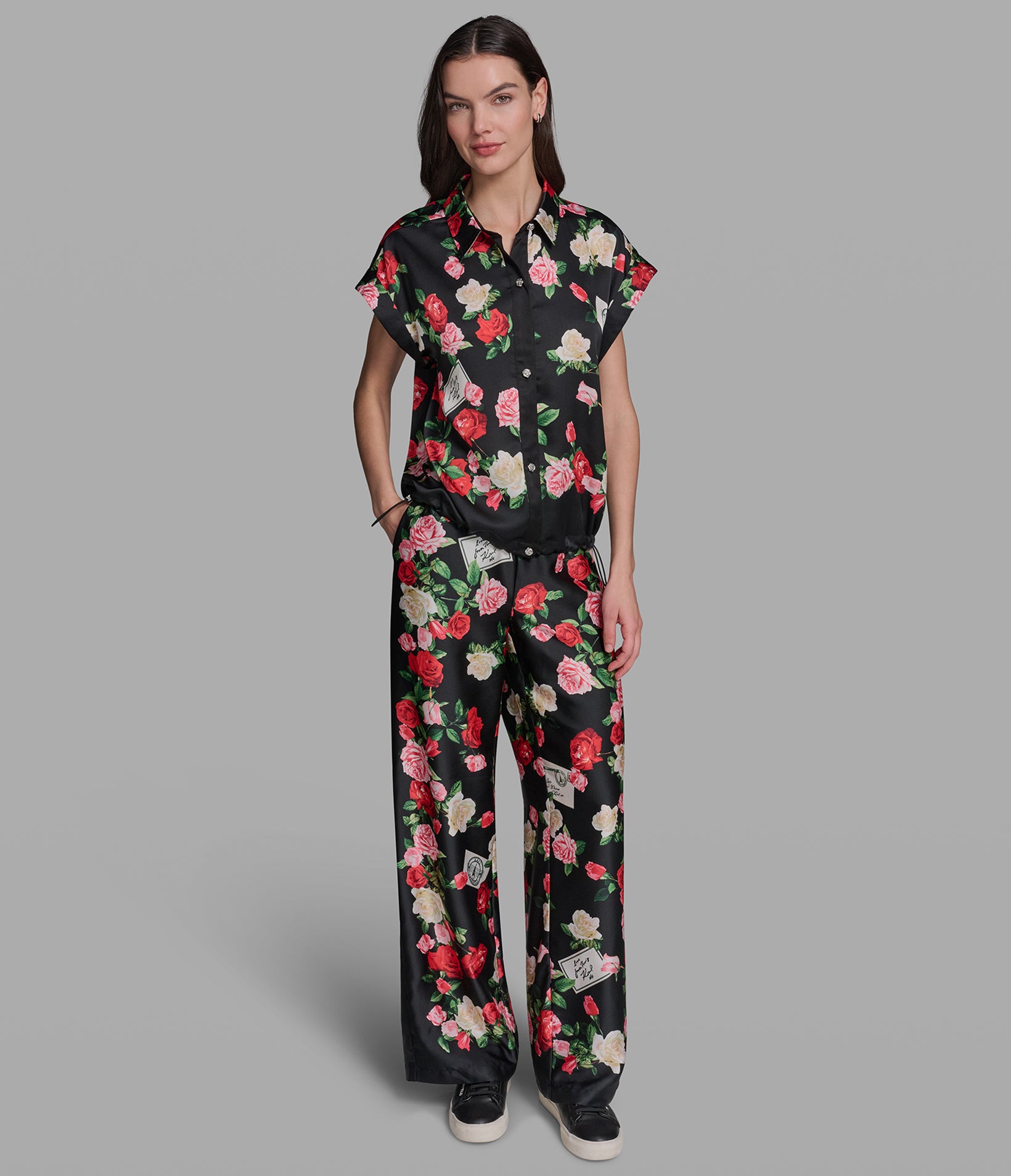 FLORAL PRINT BLOUSE WITH BUNJEE HEM VIEW 4 | Women's Sale