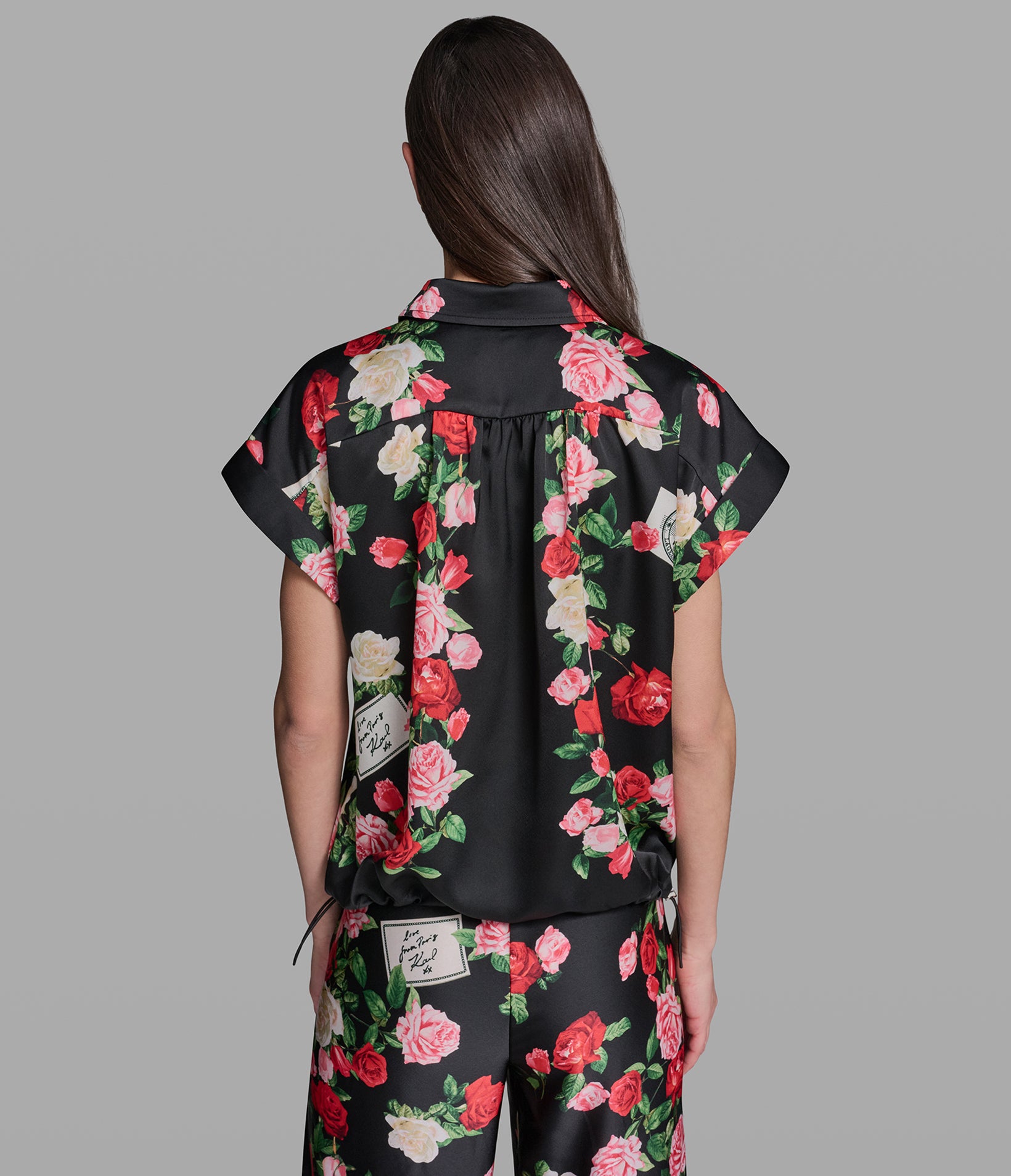 FLORAL PRINT BLOUSE WITH BUNJEE HEM View 2 | Women's Sale