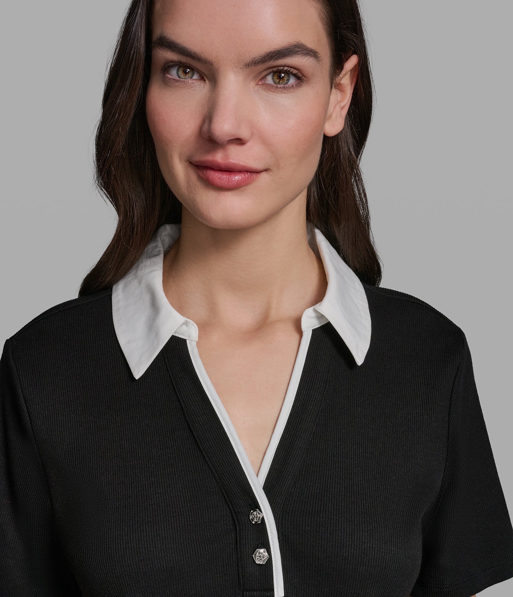 KNIT POLO WITH CONTRAST COLLAR VIEW 6 | Women's Sale