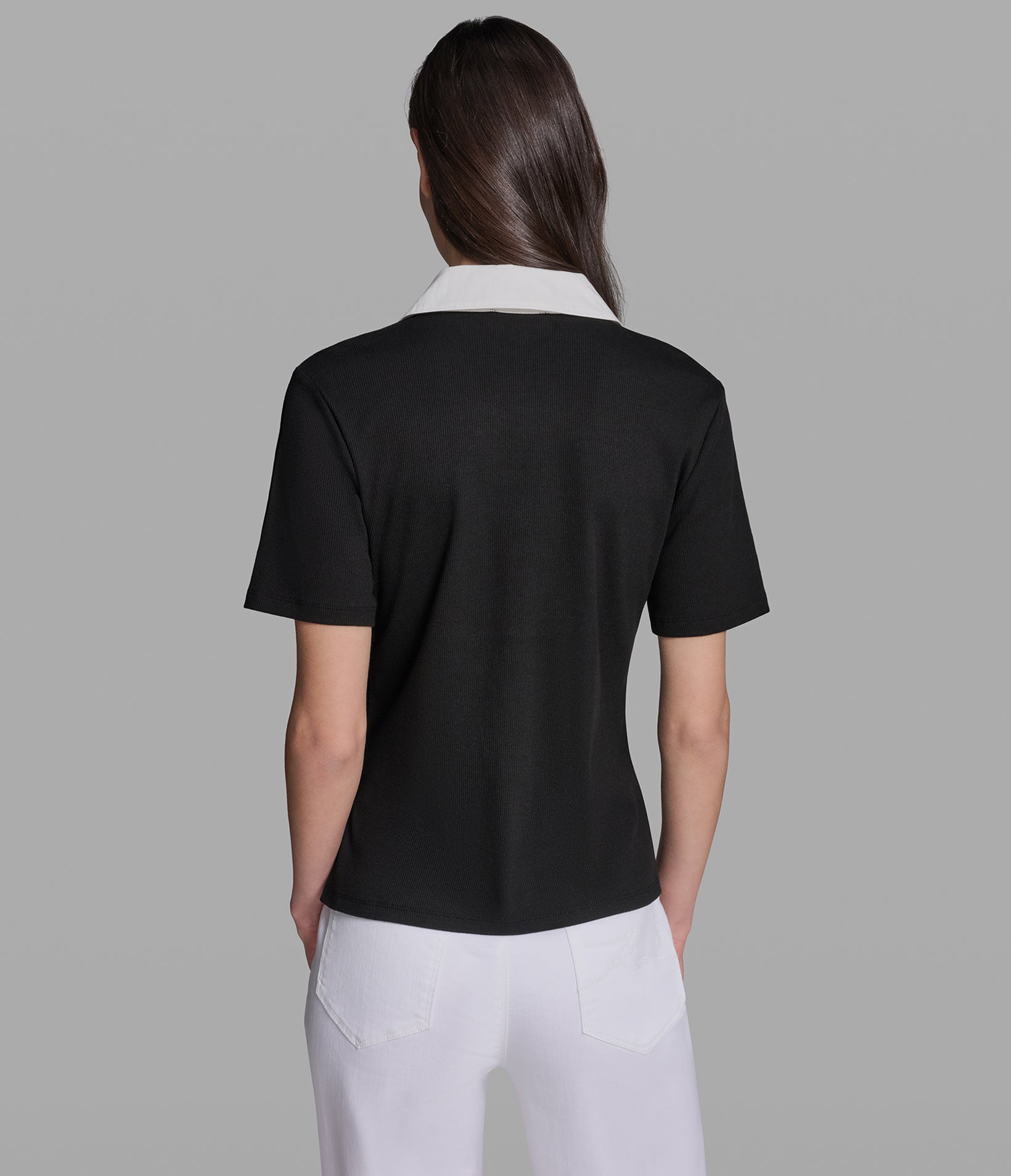 KNIT POLO WITH CONTRAST COLLAR View 2 | Women's Sale