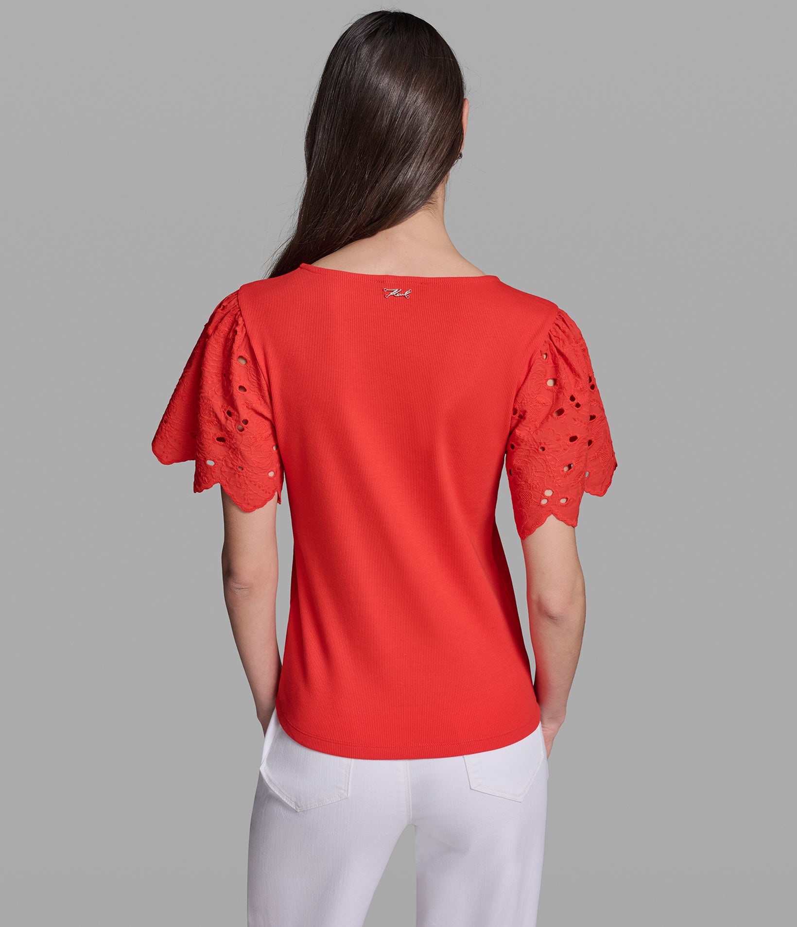 KNIT TOP WITH EYELET SLEEVES View 2 | Women's Sale
