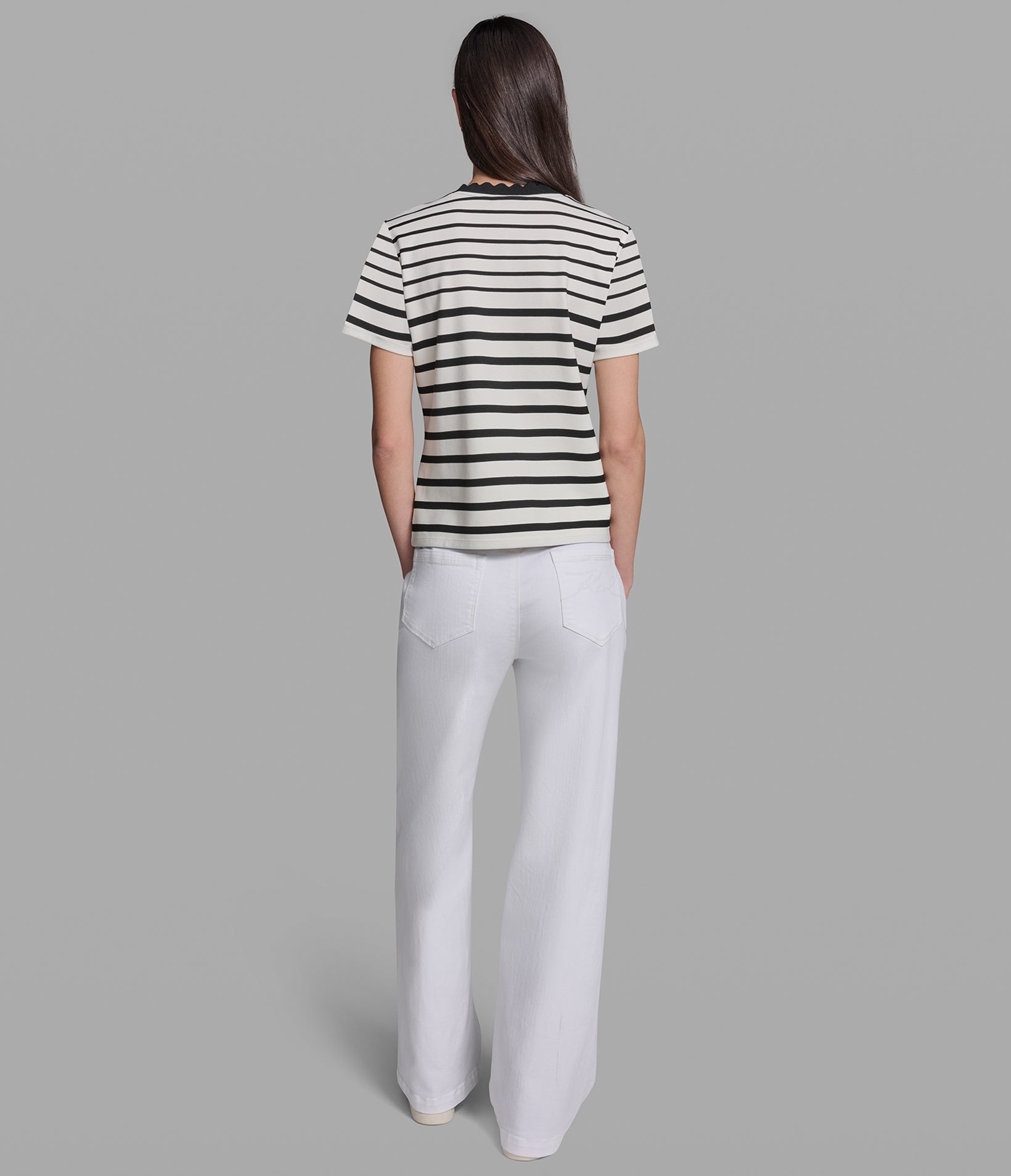 STRIPED TEE WITH SCALLOPED NECKLINE VIEW 5 | Styles Under $100