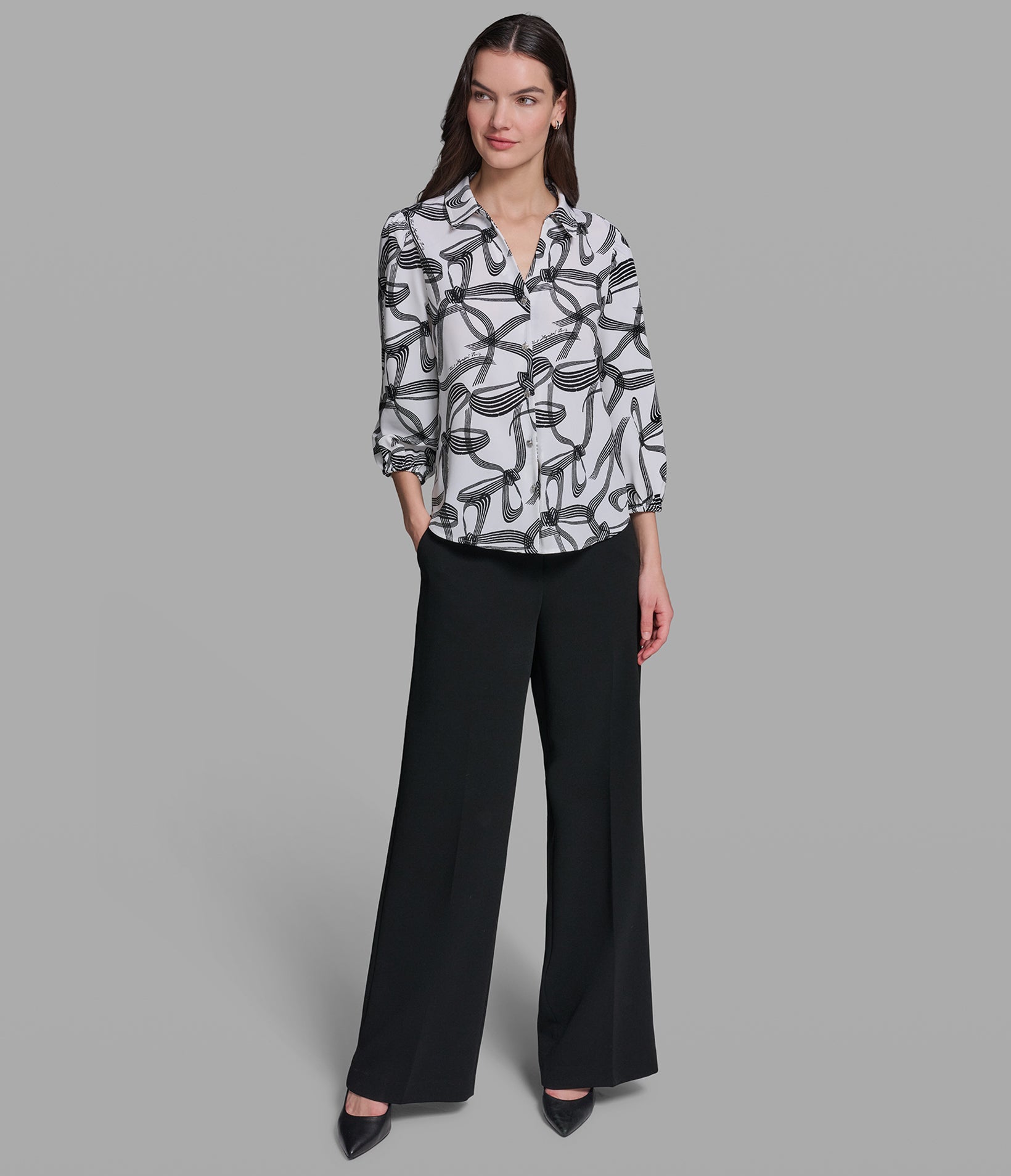 PRINTED BOW BLOUSE VIEW 4 | Women's Sale