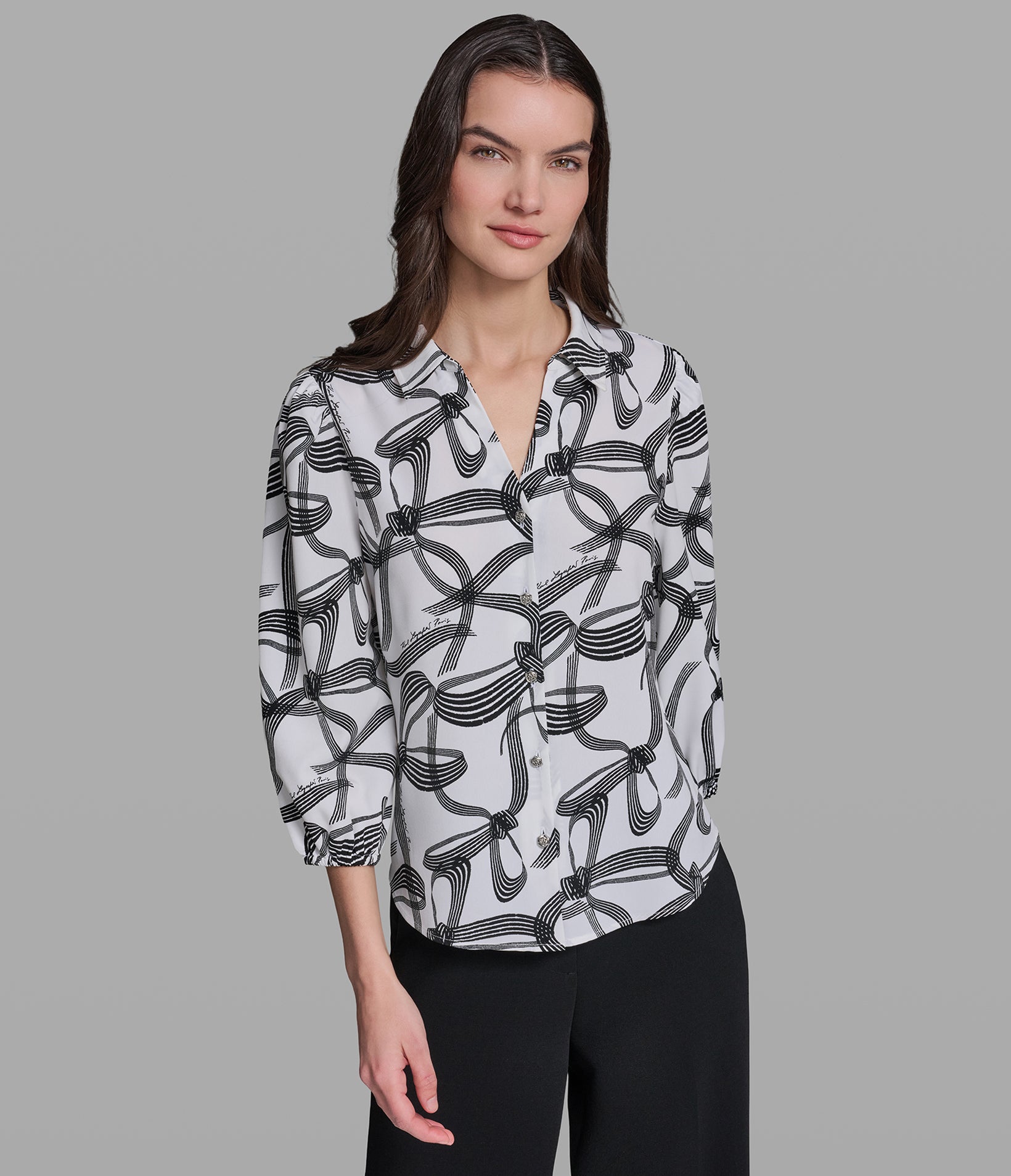 PRINTED BOW BLOUSE View 1 | Women's Sale