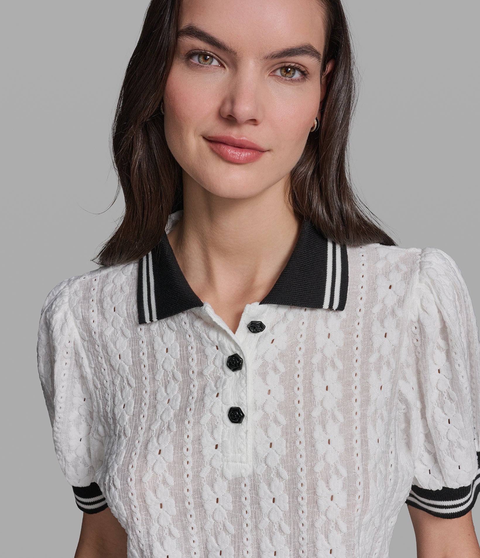 EYELET KNIT POLO VIEW 6 | Women's Sale