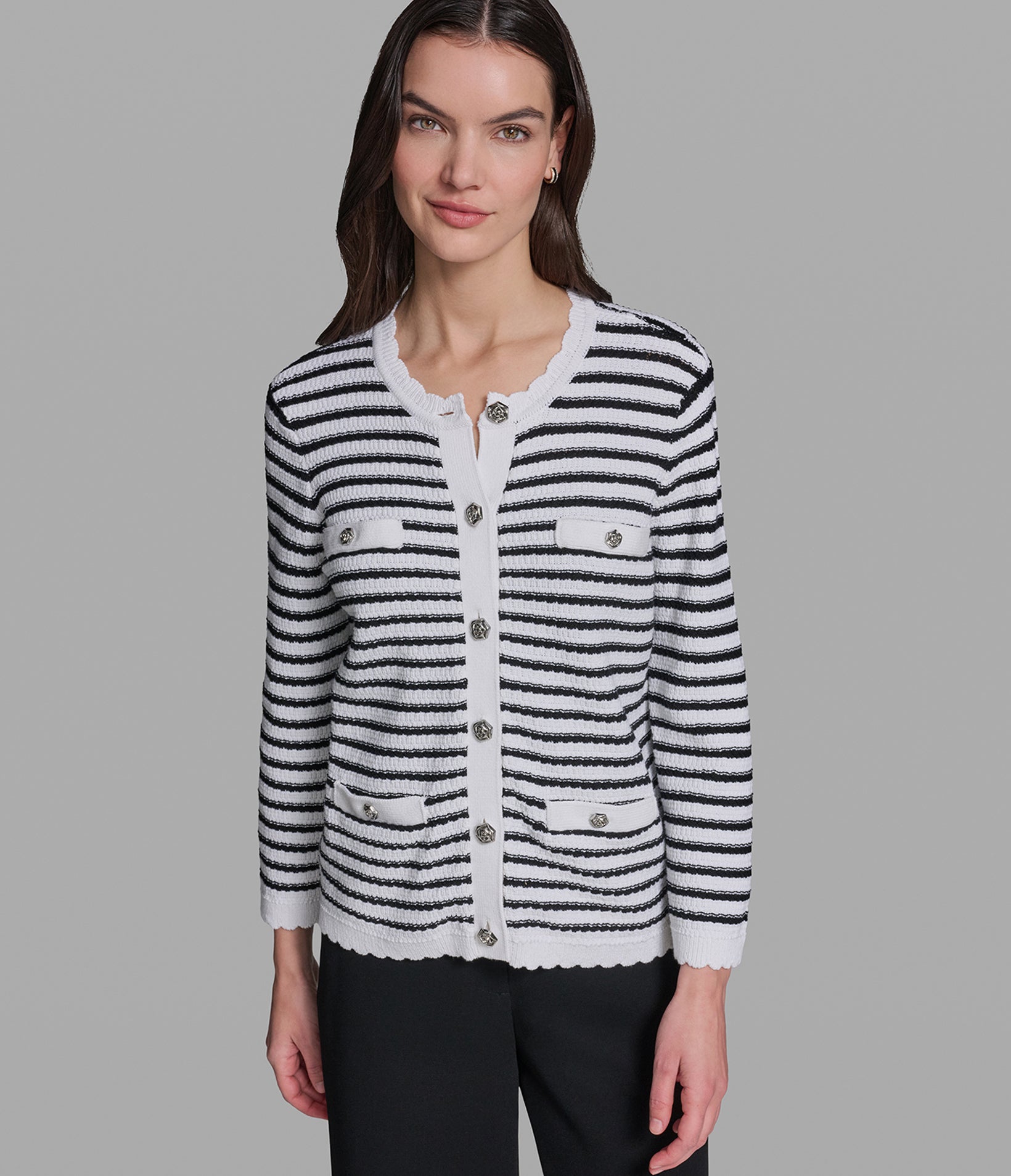 LONG SLEEVE STRIPED CARDIGAN VIEW 1