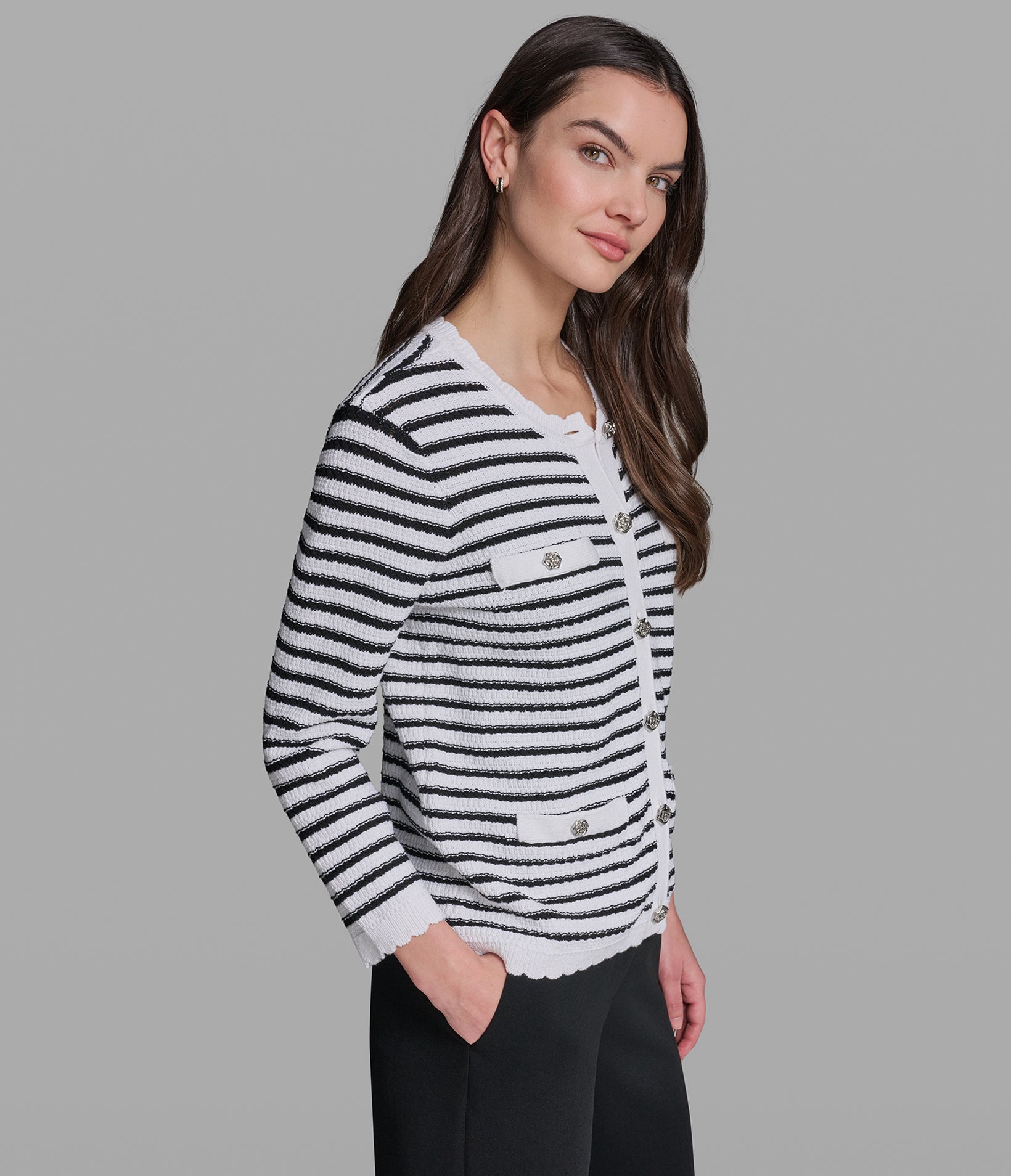 LONG SLEEVE STRIPED CARDIGAN VIEW 3