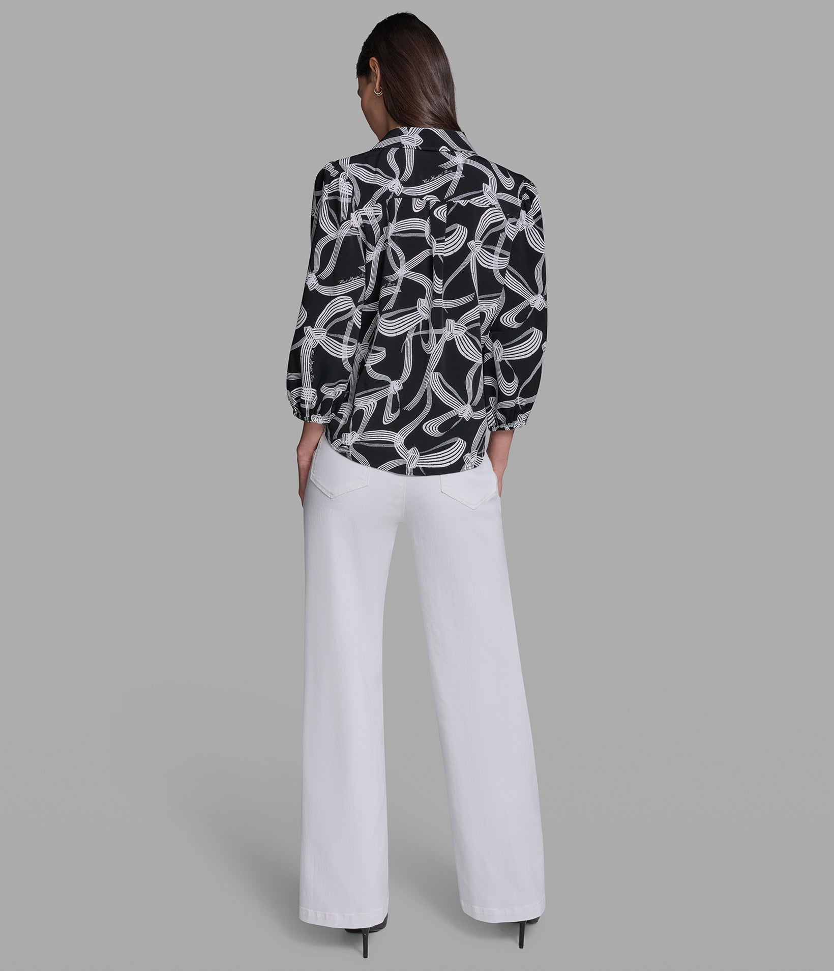 Printed Bow Blouse | Sweaters & Tops | Karl Lagerfeld Paris