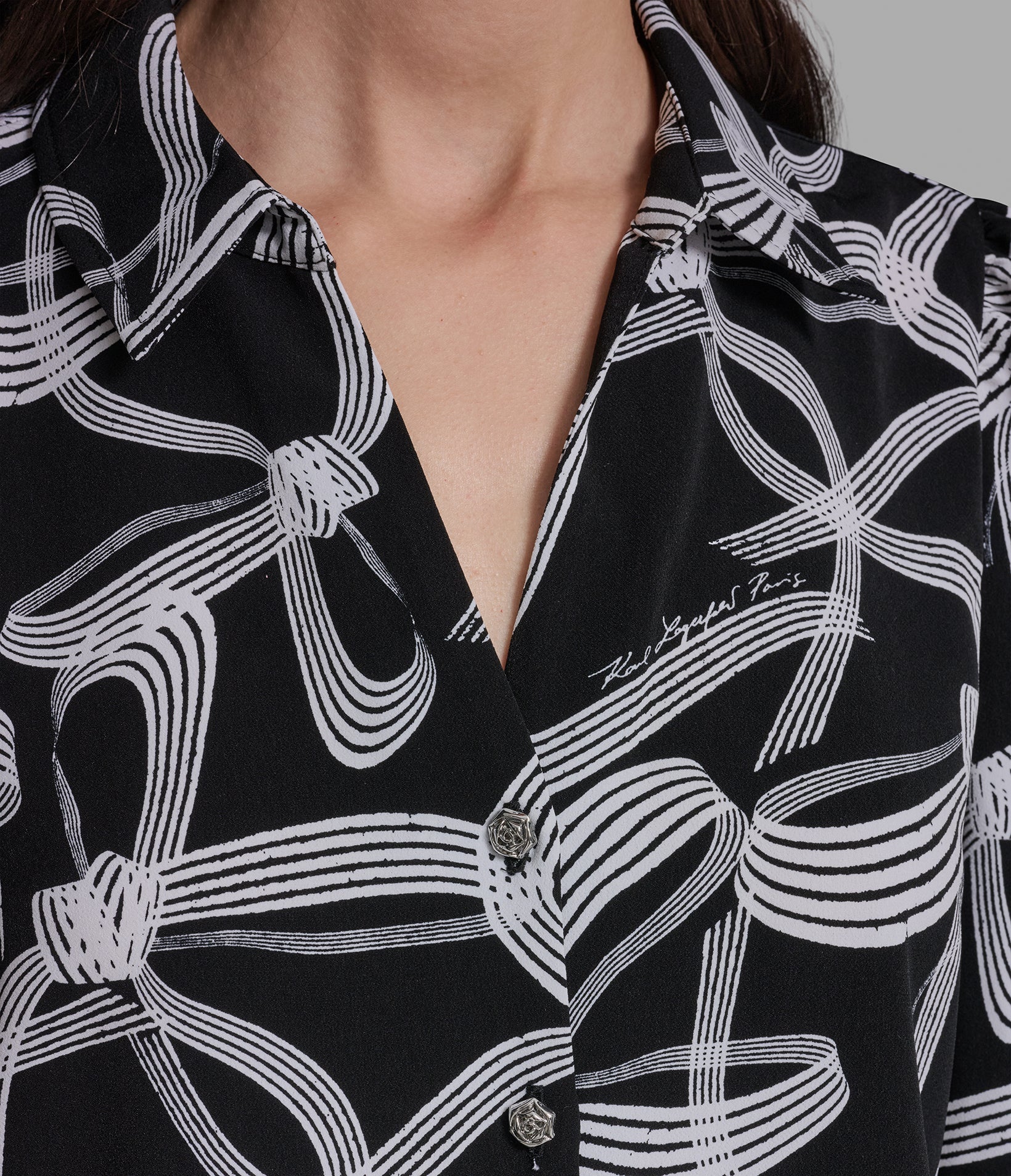 Printed Bow Blouse | Sweaters & Tops | Karl Lagerfeld Paris