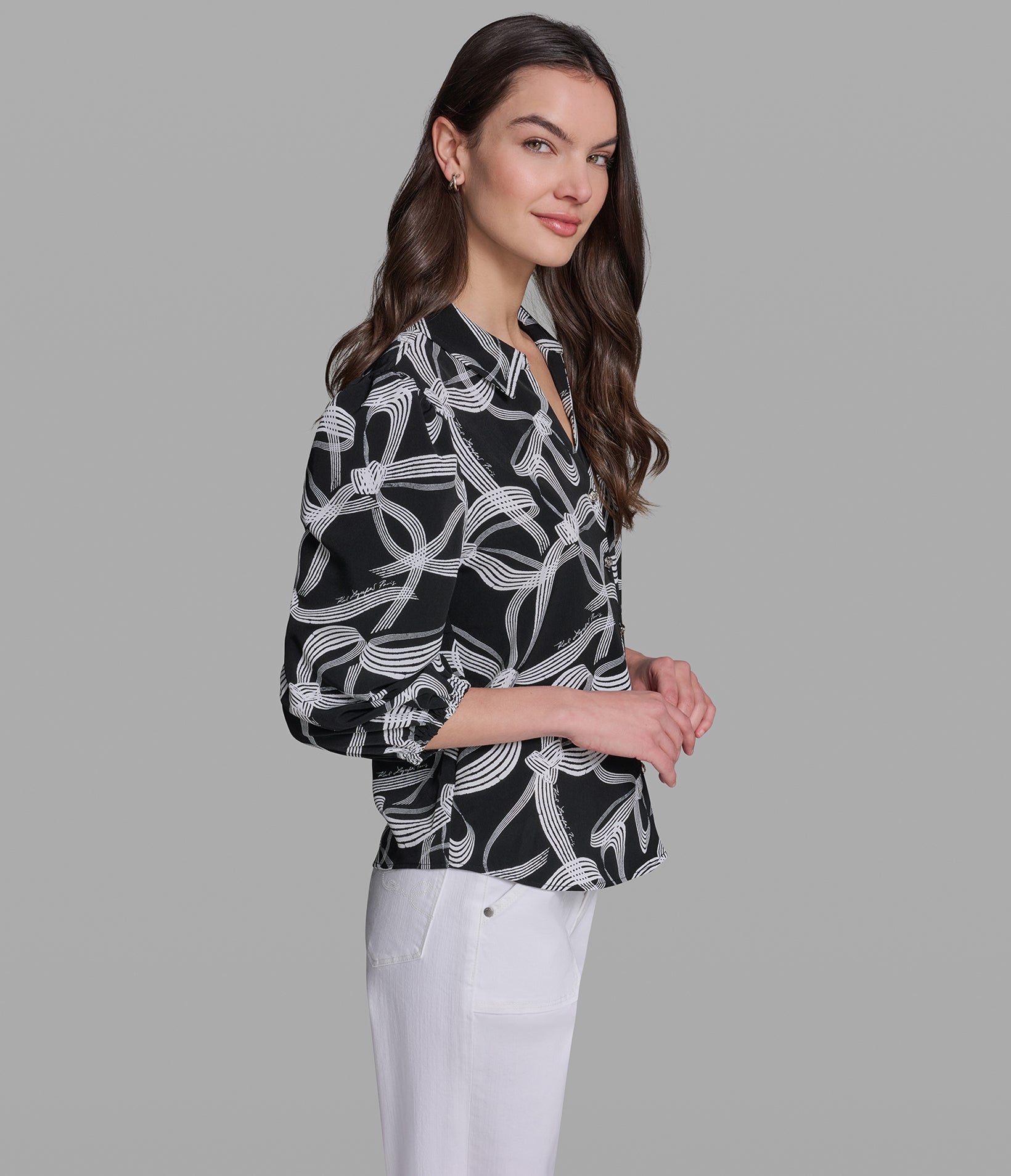 PRINTED BOW BLOUSE VIEW 3 | Women's Sale