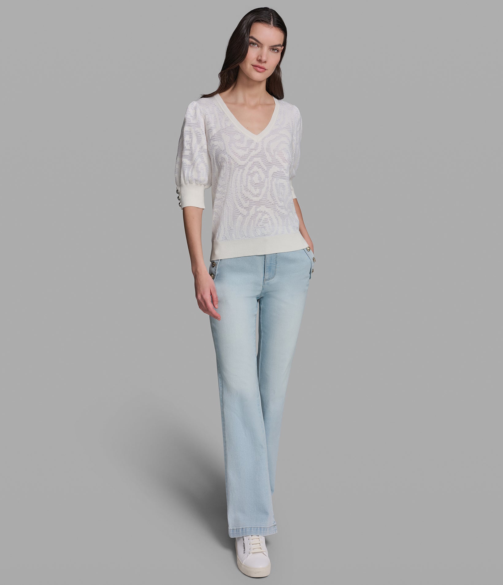 FLORAL PUFF SLEEVE SWEATER VIEW 4 | New Arrivals
