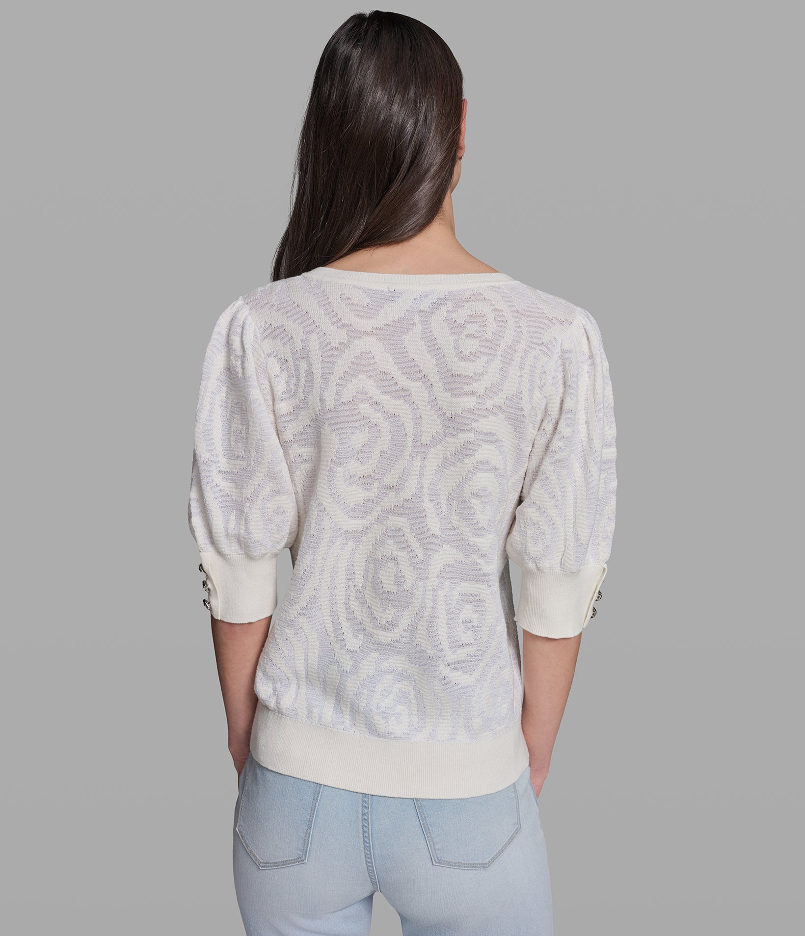 FLORAL PUFF SLEEVE SWEATER View 2 | New Arrivals