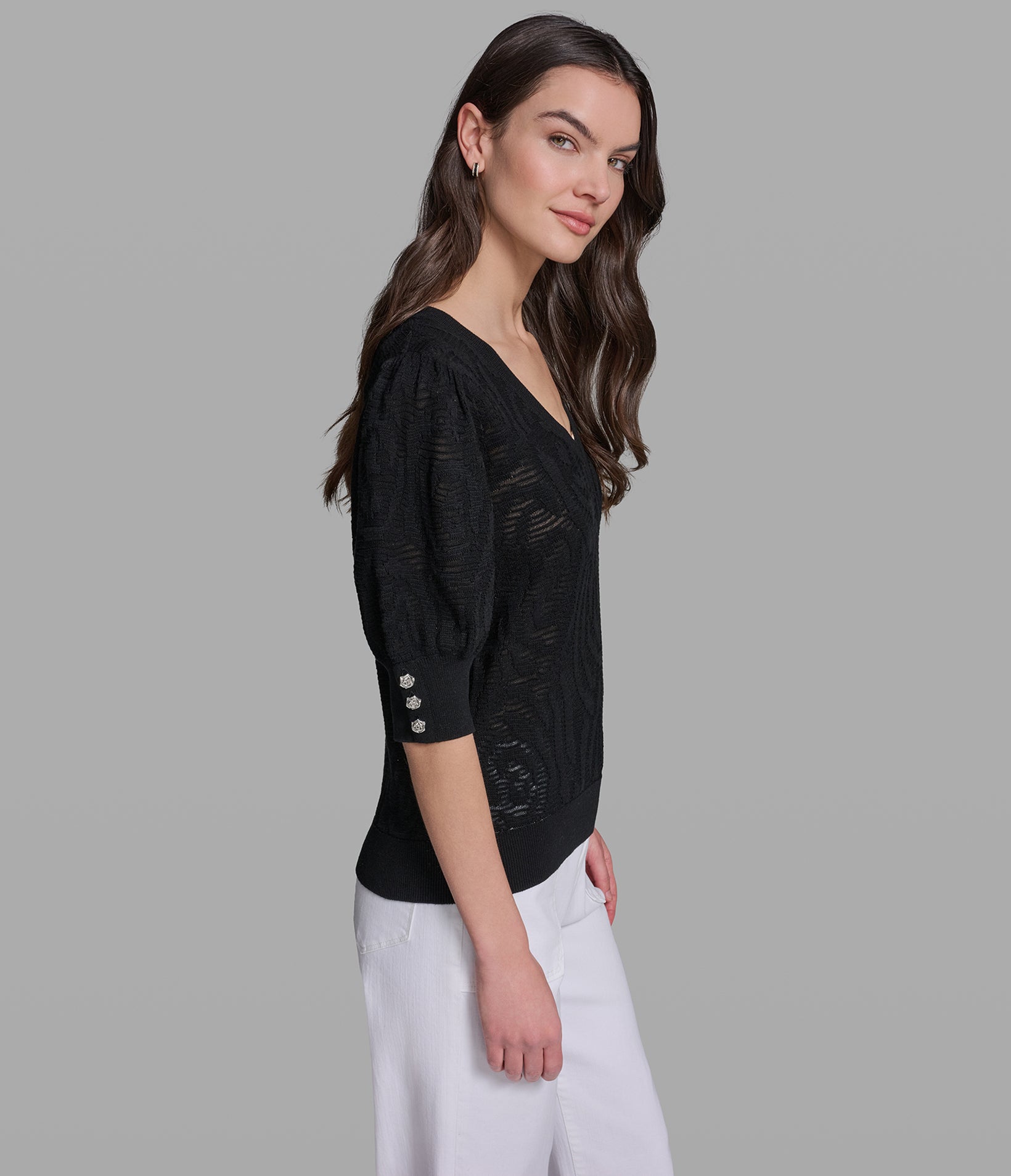 FLORAL PUFF SLEEVE SWEATER VIEW 3 | New Arrivals