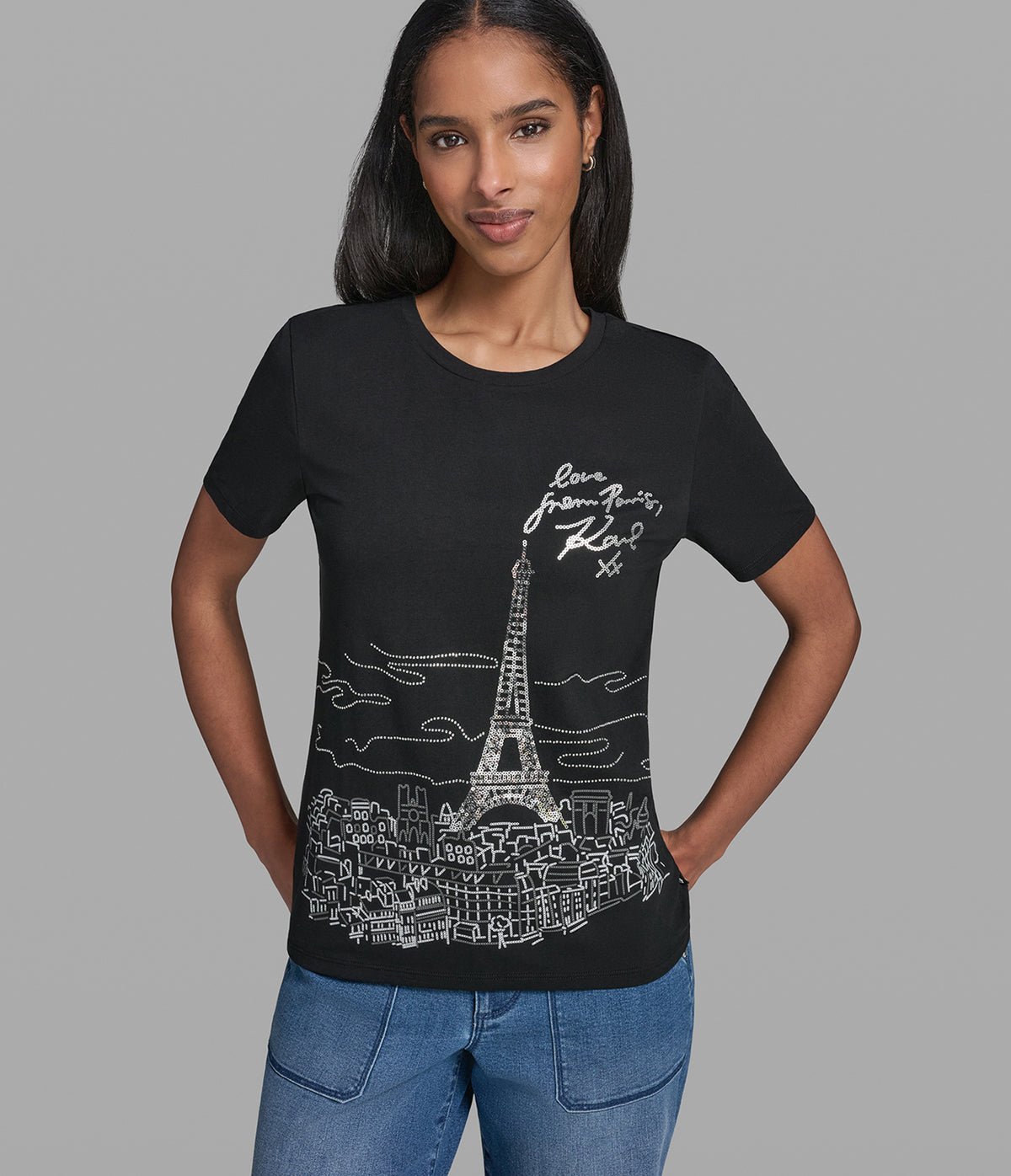 PARIS SEQUIN SIGNATURE TEE VIEW 1