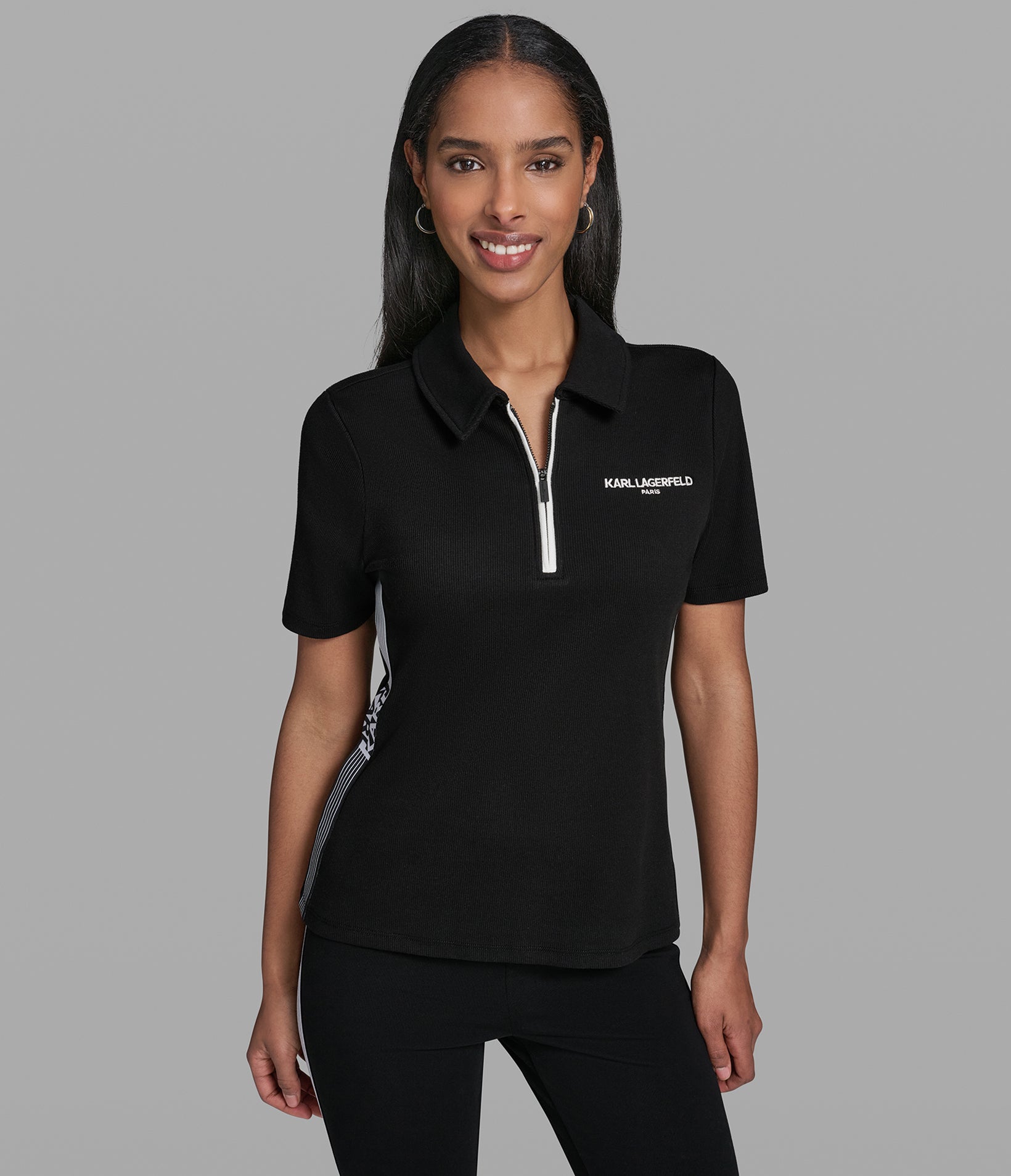 SHORT SLEEVE KNIT ZIP UP POLO View 1 | Holiday Sale
