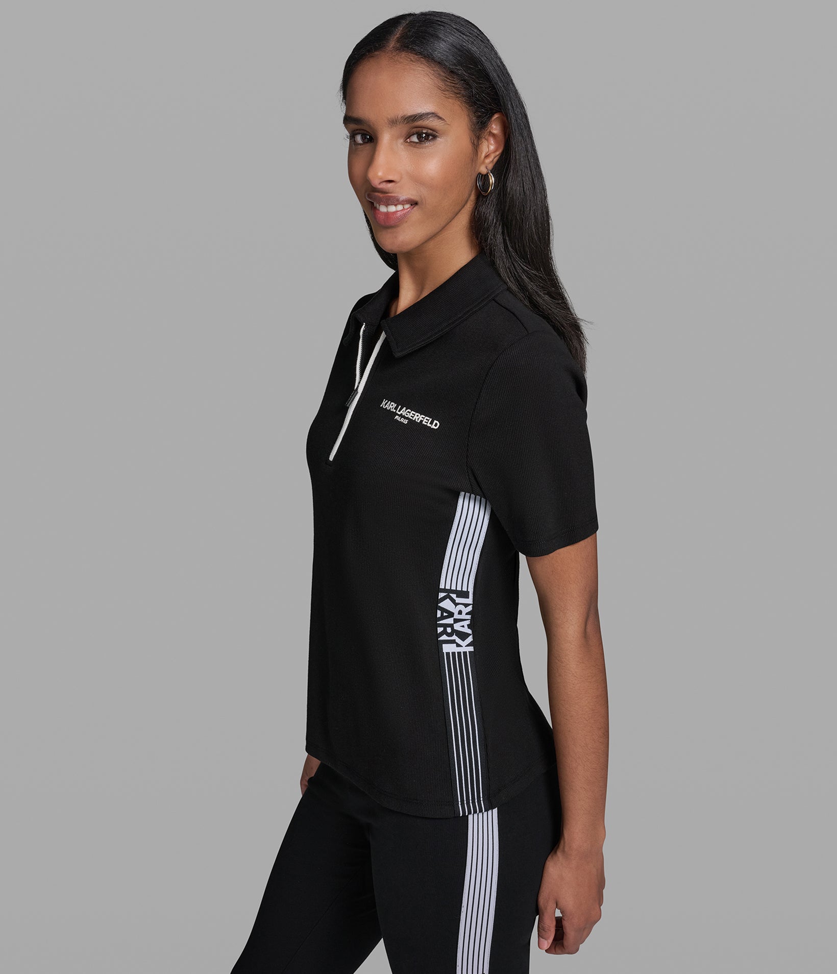 SHORT SLEEVE KNIT ZIP UP POLO VIEW 3 | Holiday Sale