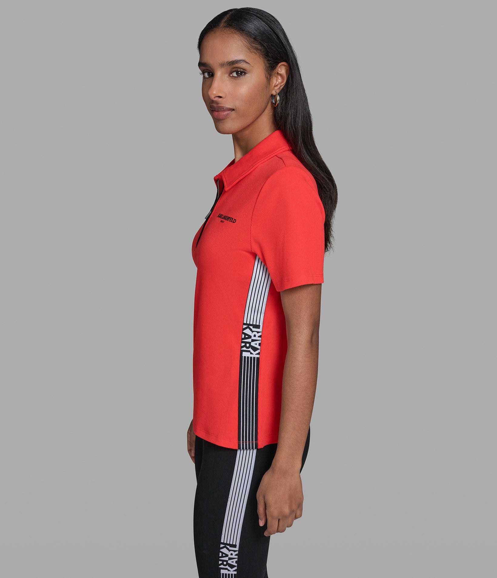 SHORT SLEEVE KNIT ZIP UP POLO VIEW 3 | Holiday Sale