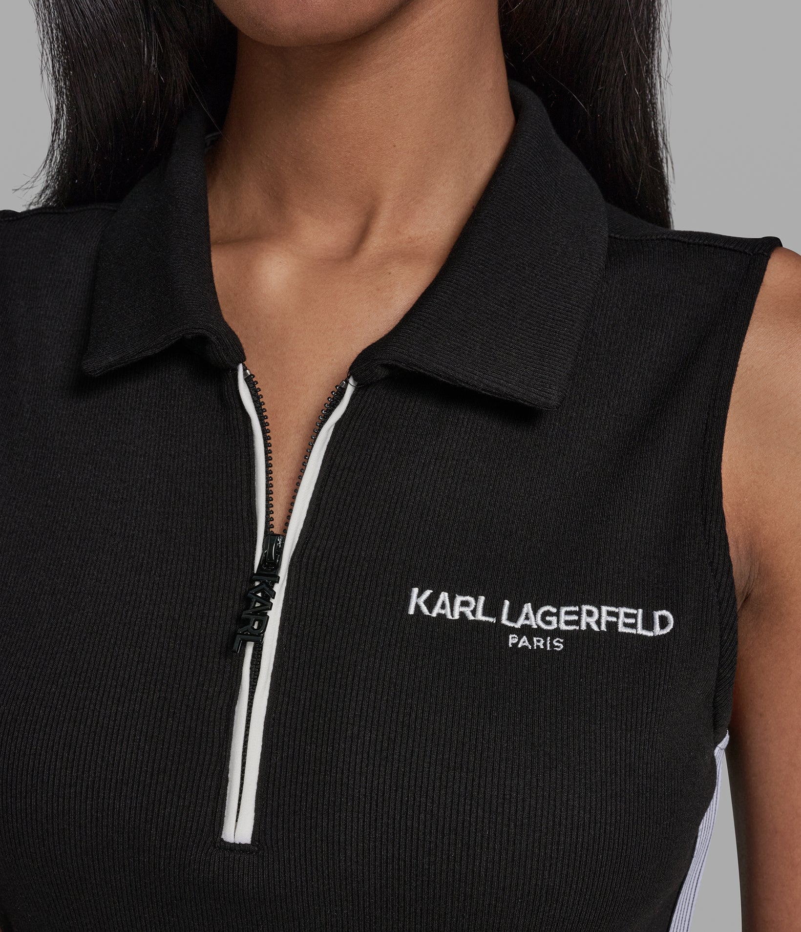 SLEEVELESS RIBBED POLO DRESS VIEW 5