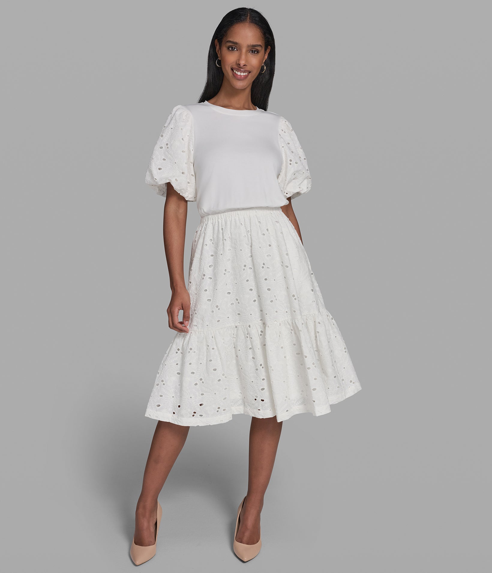 EYELET EMBROIDERED DRESS VIEW 1