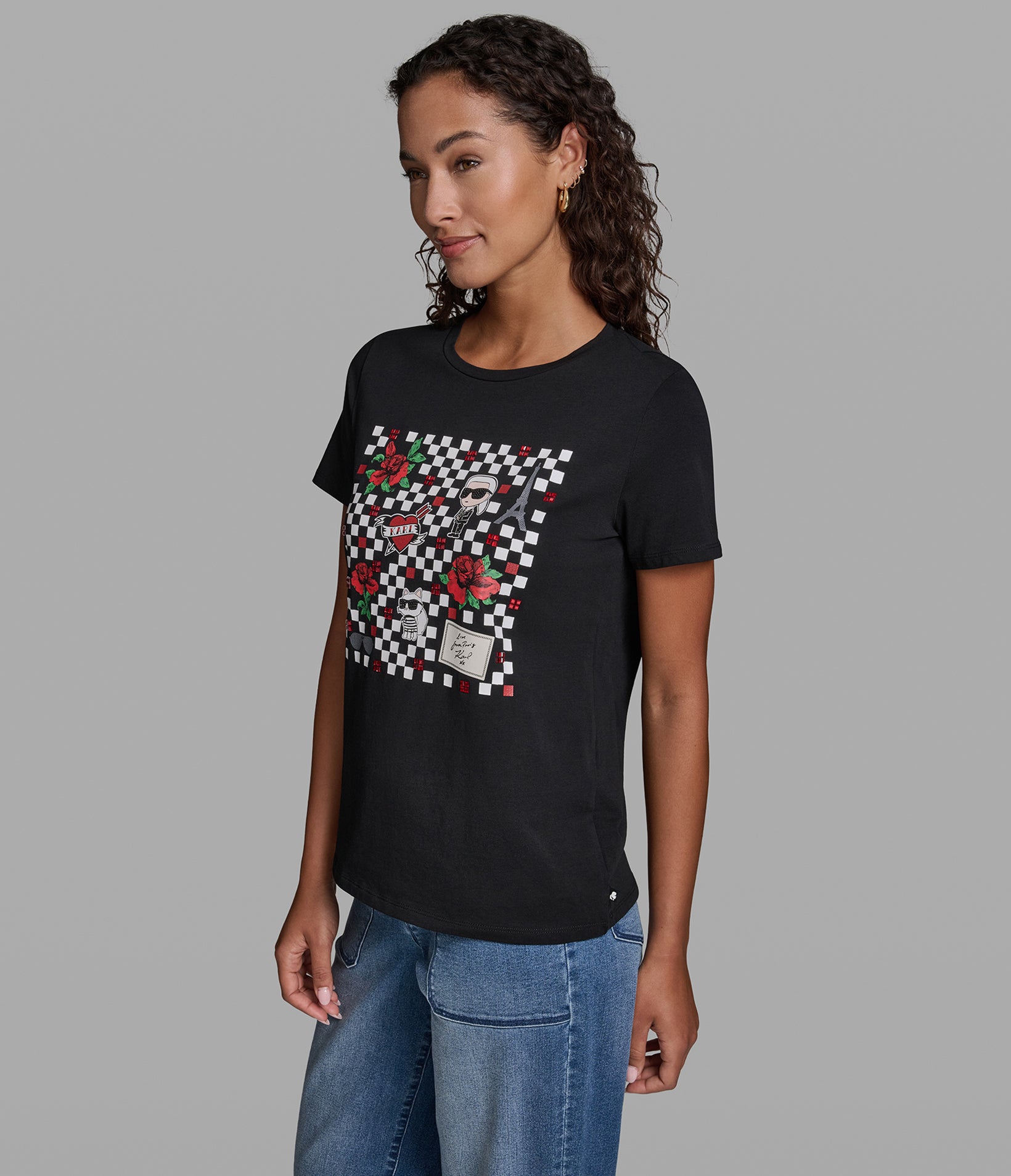 KARL CHOUPETTE CHECK TEE VIEW 3 | New Women's Clothing
