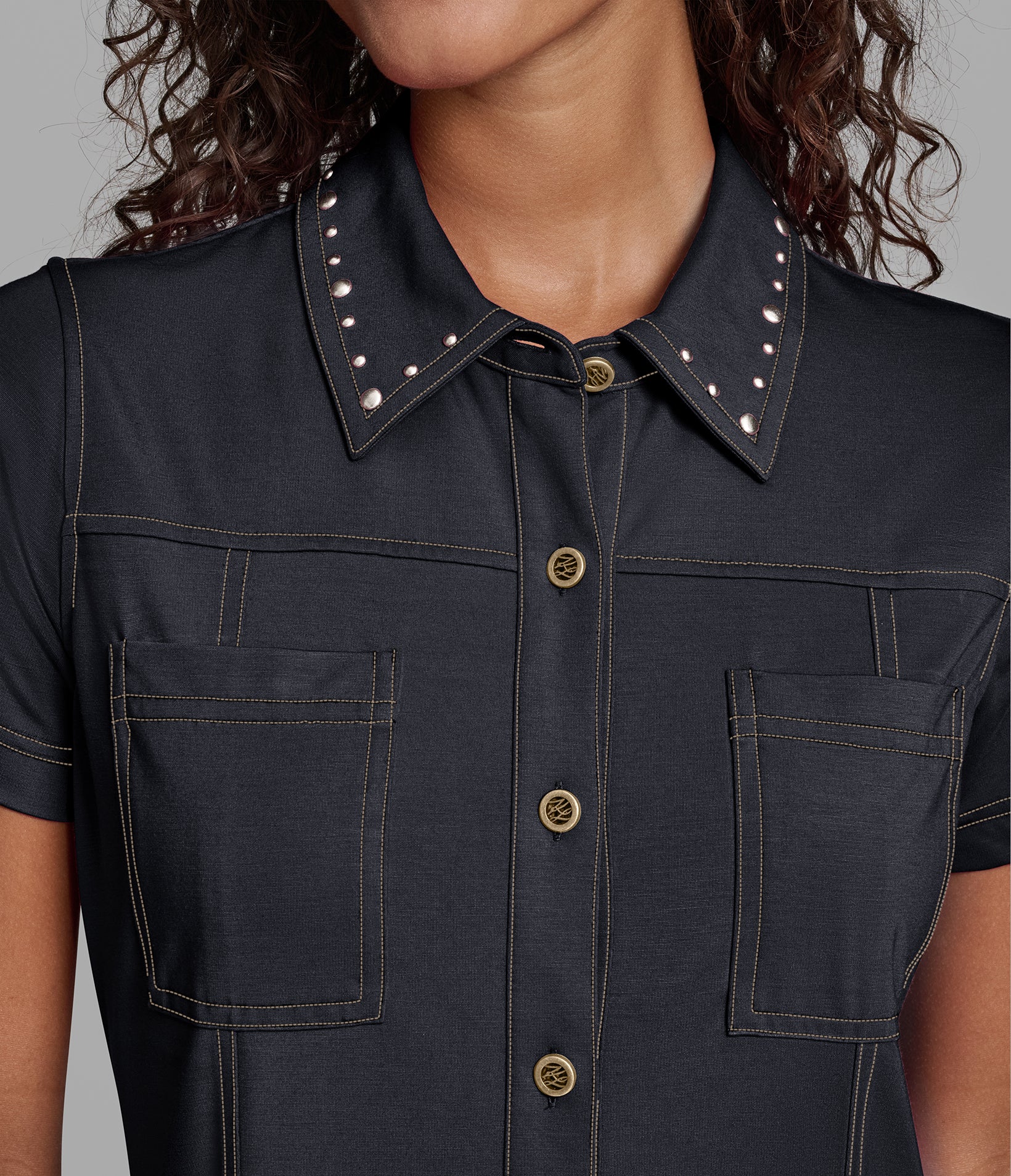 CONTRAST STITCH PLEATED SHIRT DRESS VIEW 5 | New Arrivals